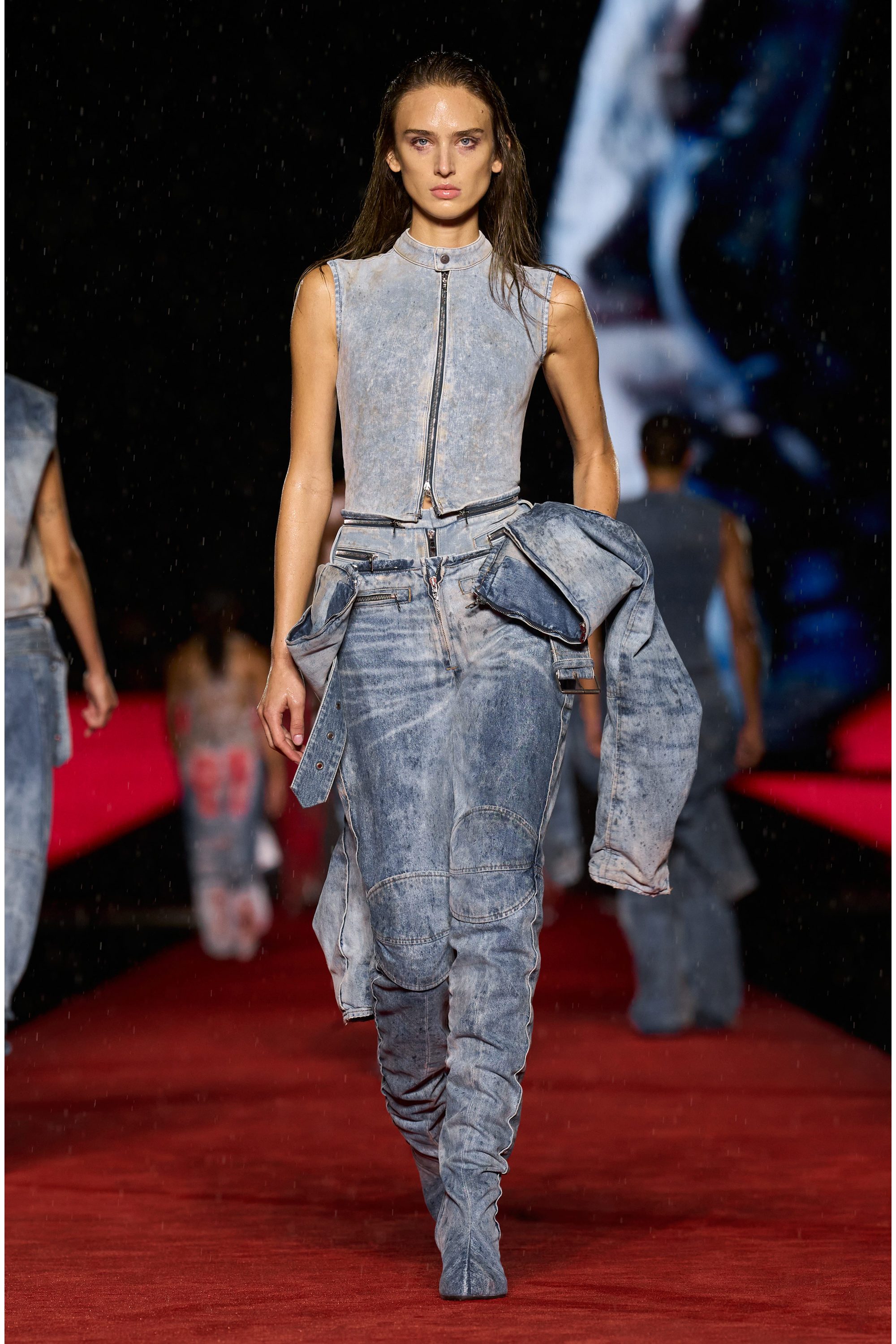 Diesel - DE-NATAISLA-FSE, Woman Second-skin transformable denim jumpsuit in Blue - Image 6