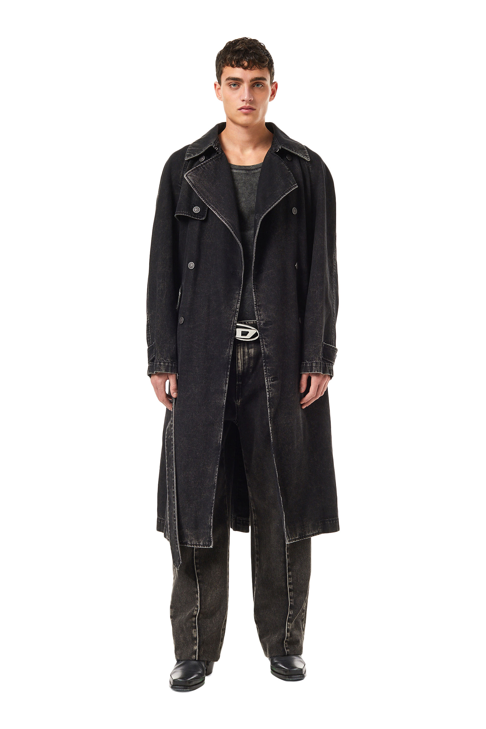 Diesel - D-DELIRIOUS DOUBLE BREASTED TRENCH COAT, Black/Dark grey - Image 2