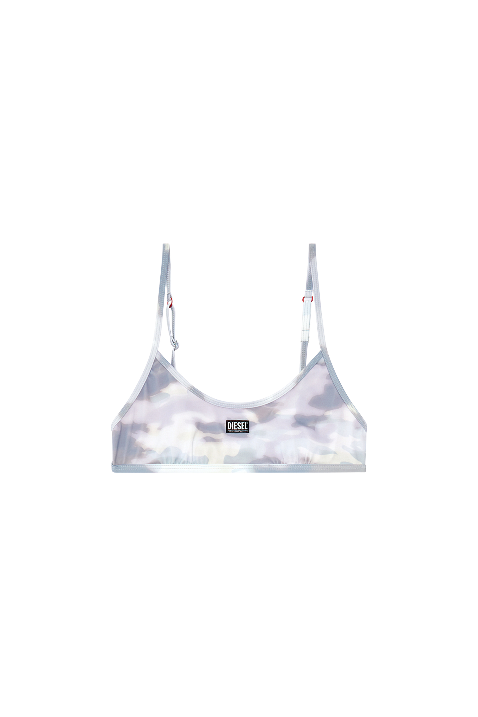 Diesel - BFB-NALA, Woman Printed bikini top in recycled nylon in Grey - Image 4