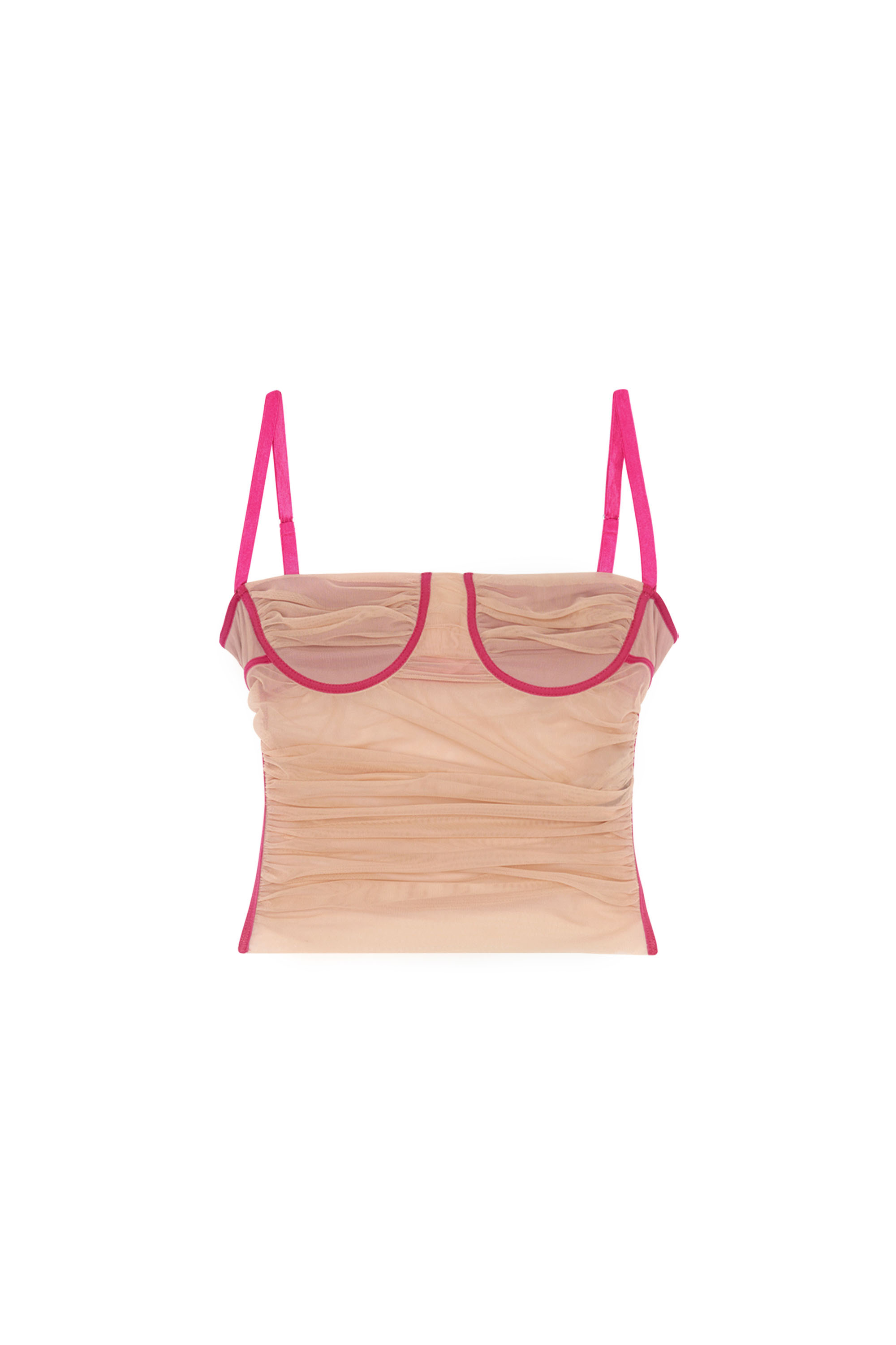 Diesel - T-HAILYNA, Woman Ruched mesh top with binding in Pink - Image 3