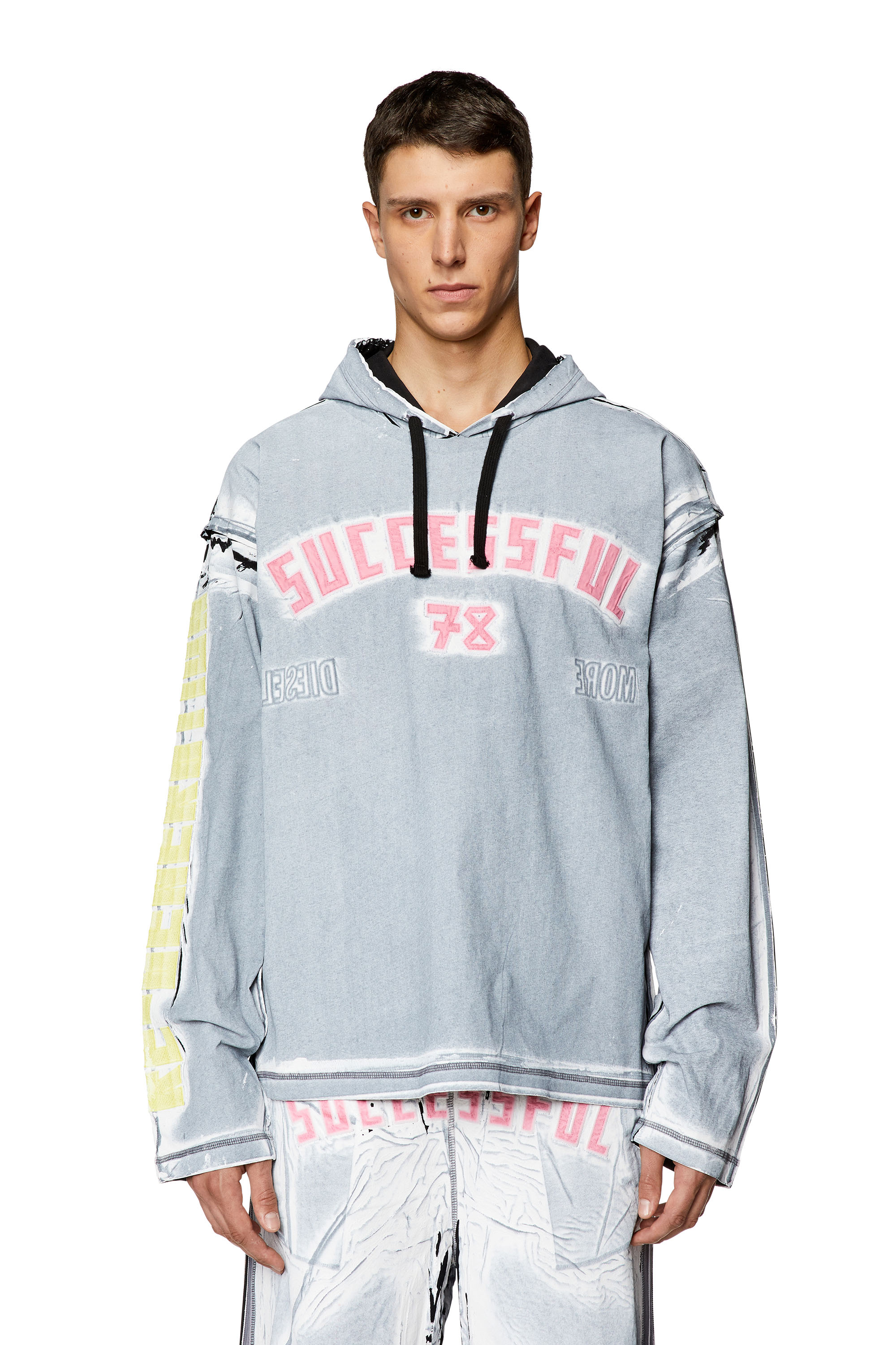 Diesel - T-NABEL-HOOD-LS, Black/Blue - Image 3