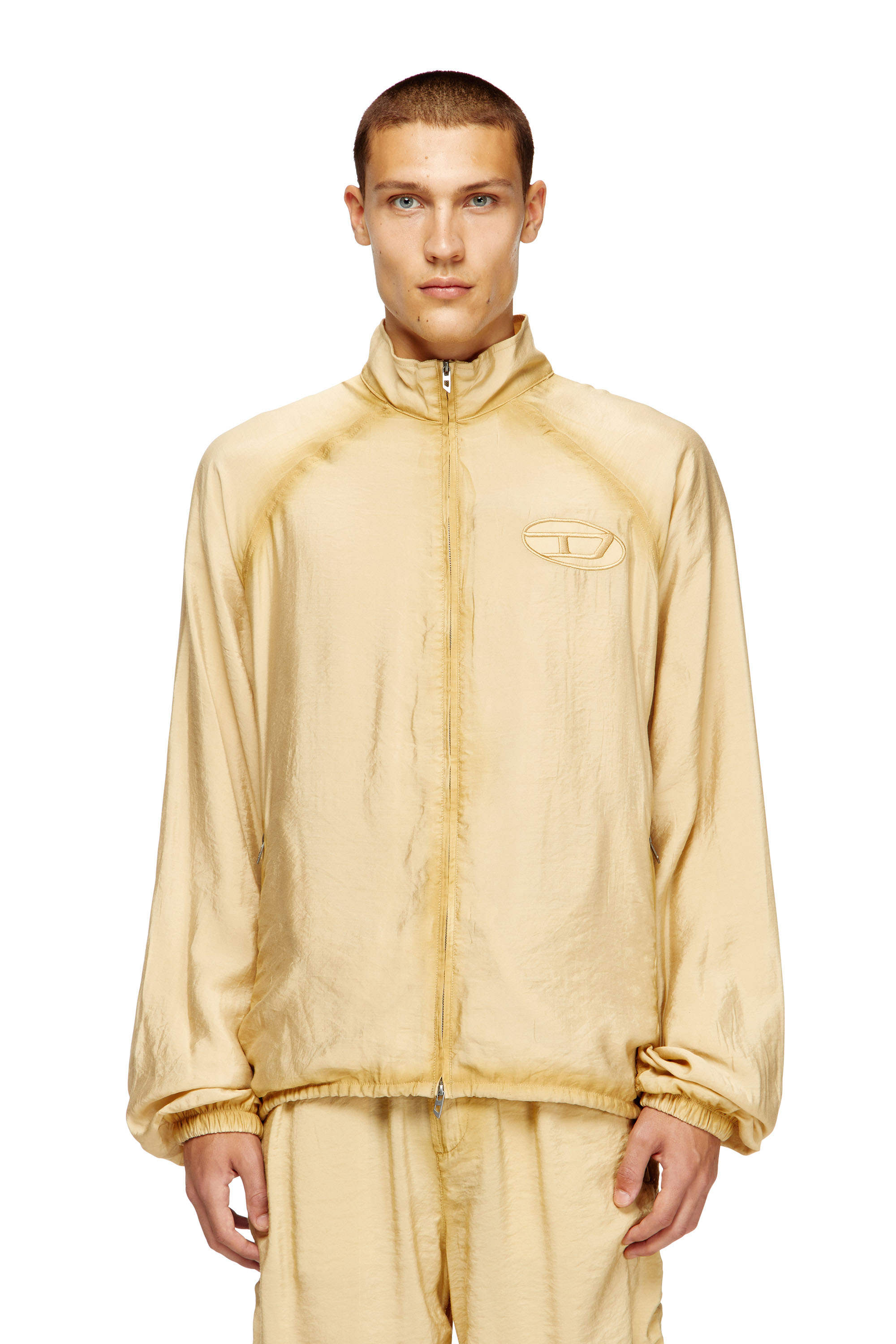 Diesel - J-HENRI-SOUVENIR, Man's Souvenir-style embroidered track jacket in Beige - 3