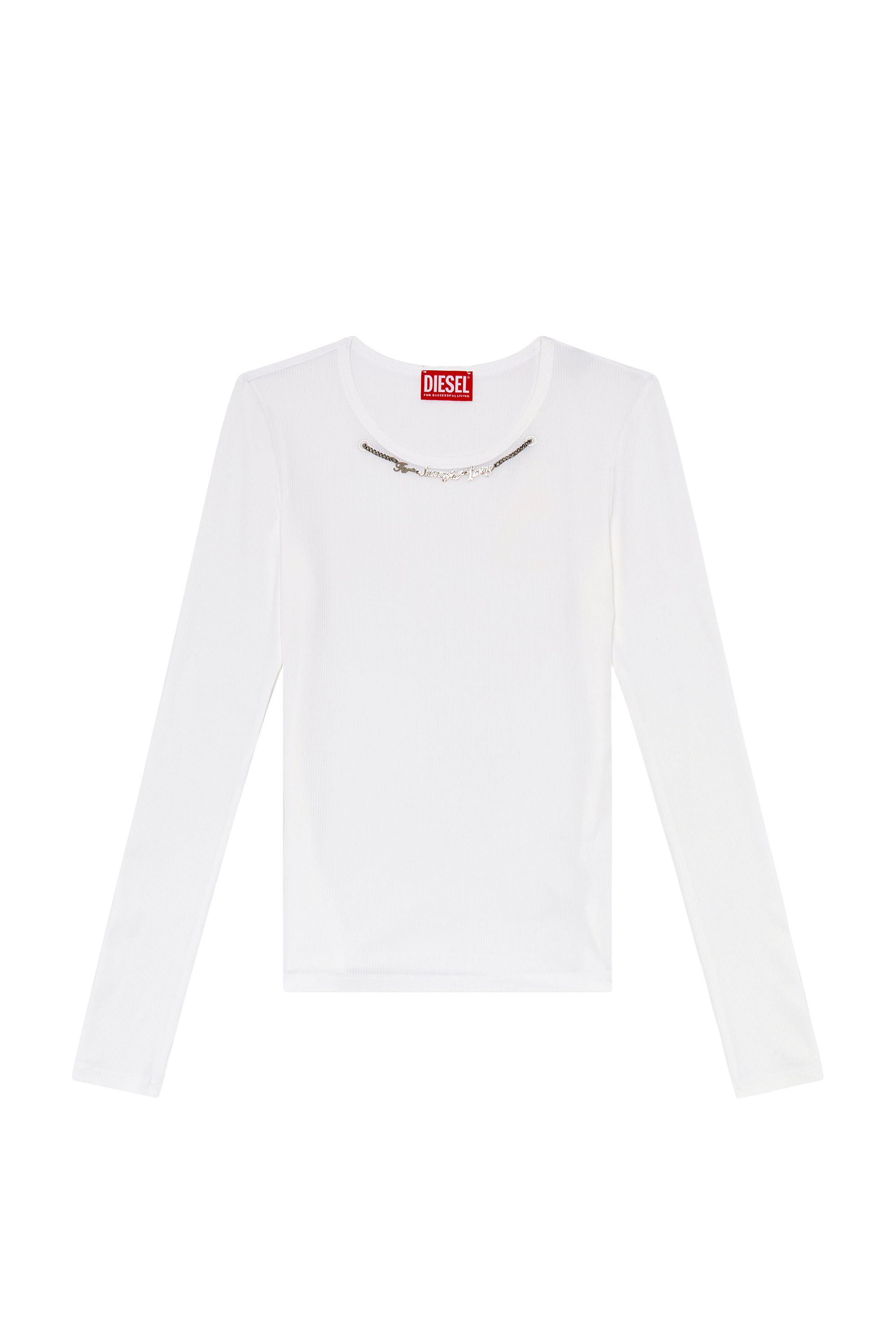 Diesel - T-MATIC-LS, Woman Long-sleeve top with chain necklace in White - Image 5