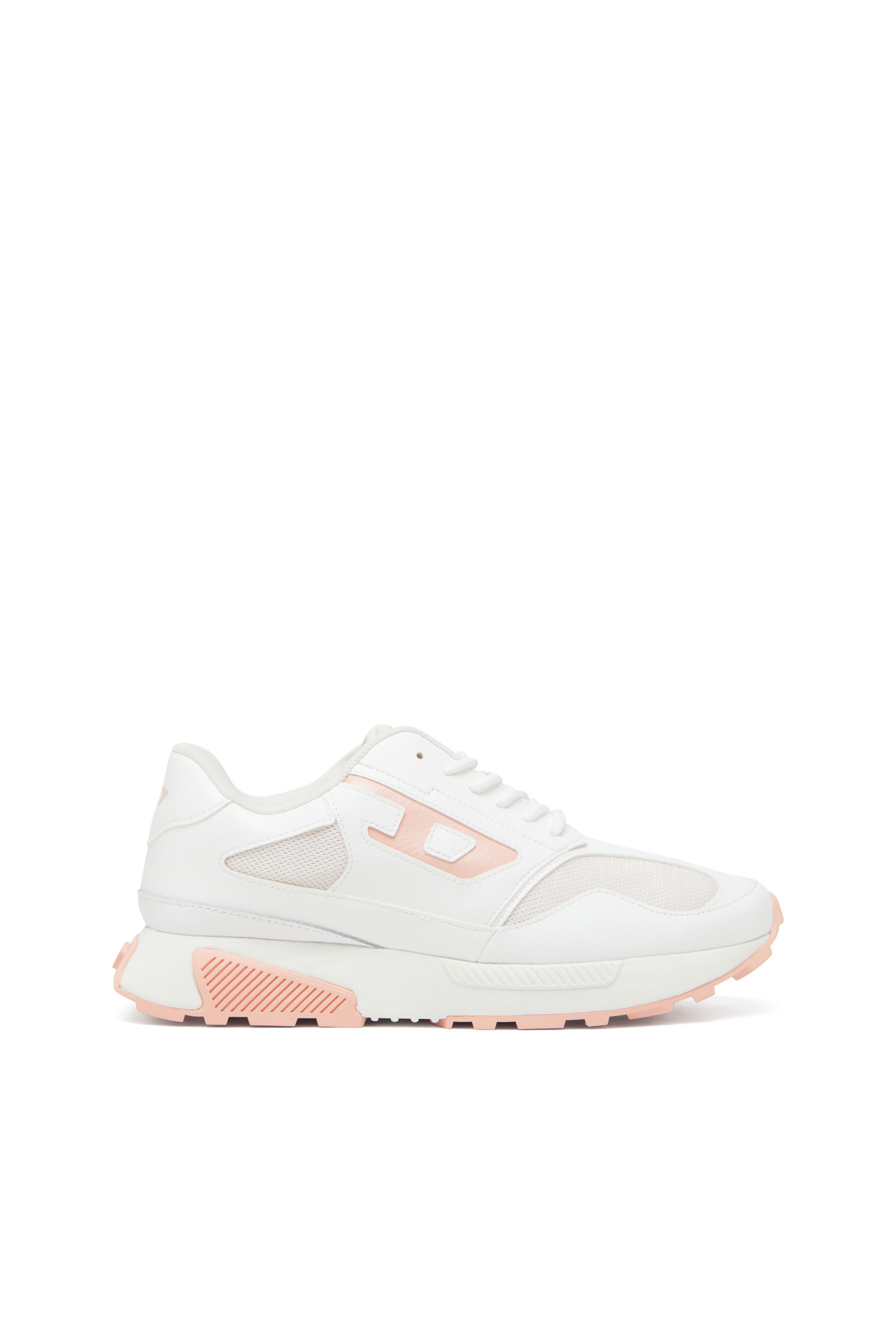 Diesel - S-TAME-D RUNNING W, Woman's Mesh and suede sneakers with metallic logo in White/Pink - 1