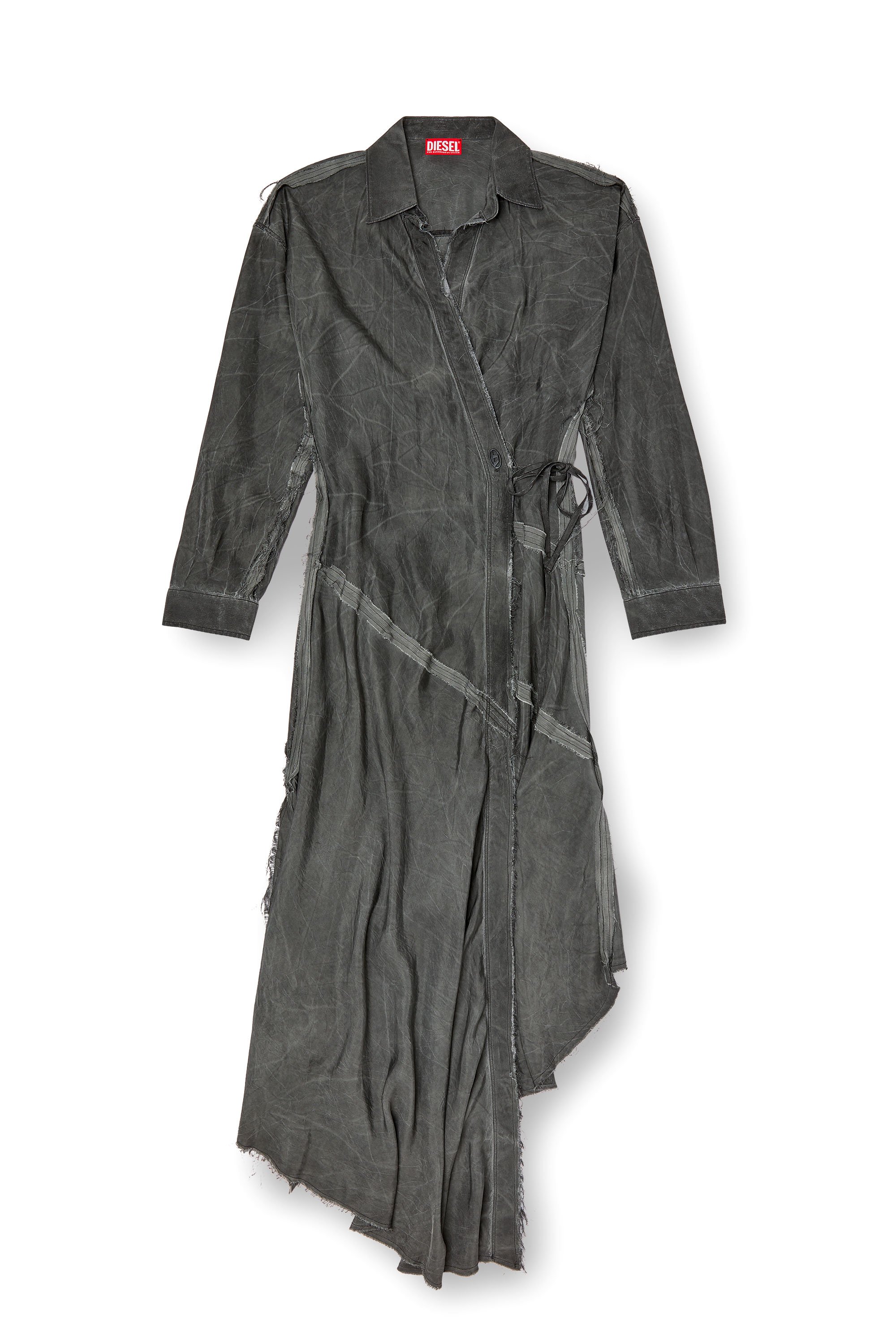 Diesel - D-RAVEN-Q1, Woman's Asymmetrical long-sleeve dress in Dark grey - 5