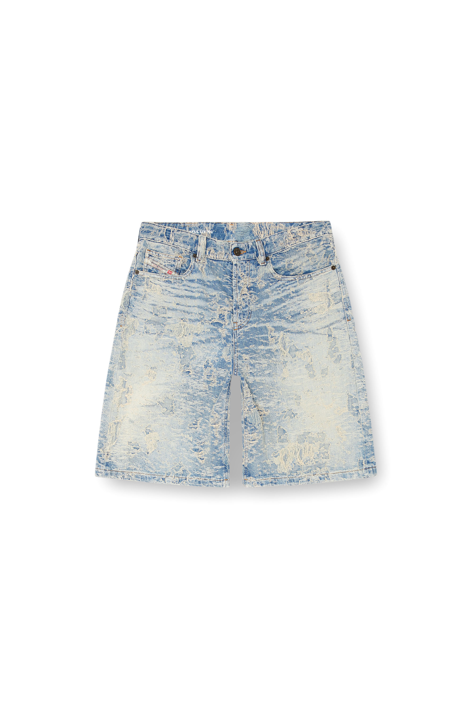 Diesel - DE-SIRE-SHORT-FSF, Woman's Shorts in dirty jacquard denim in Light Blue - 3