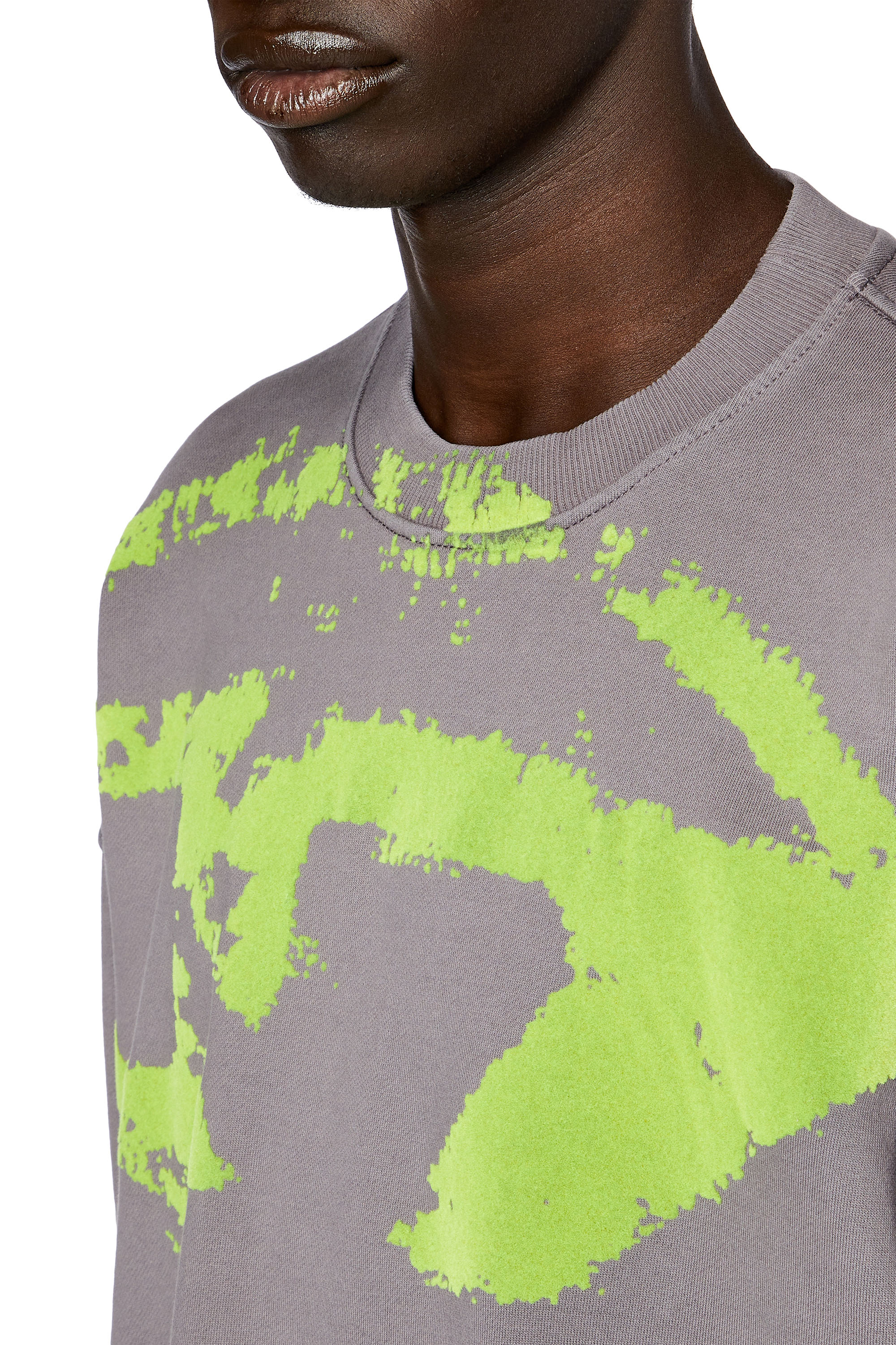 Diesel - S-BOXT-N5, Man Sweatshirt with distressed flocked logo in Grey - Image 5