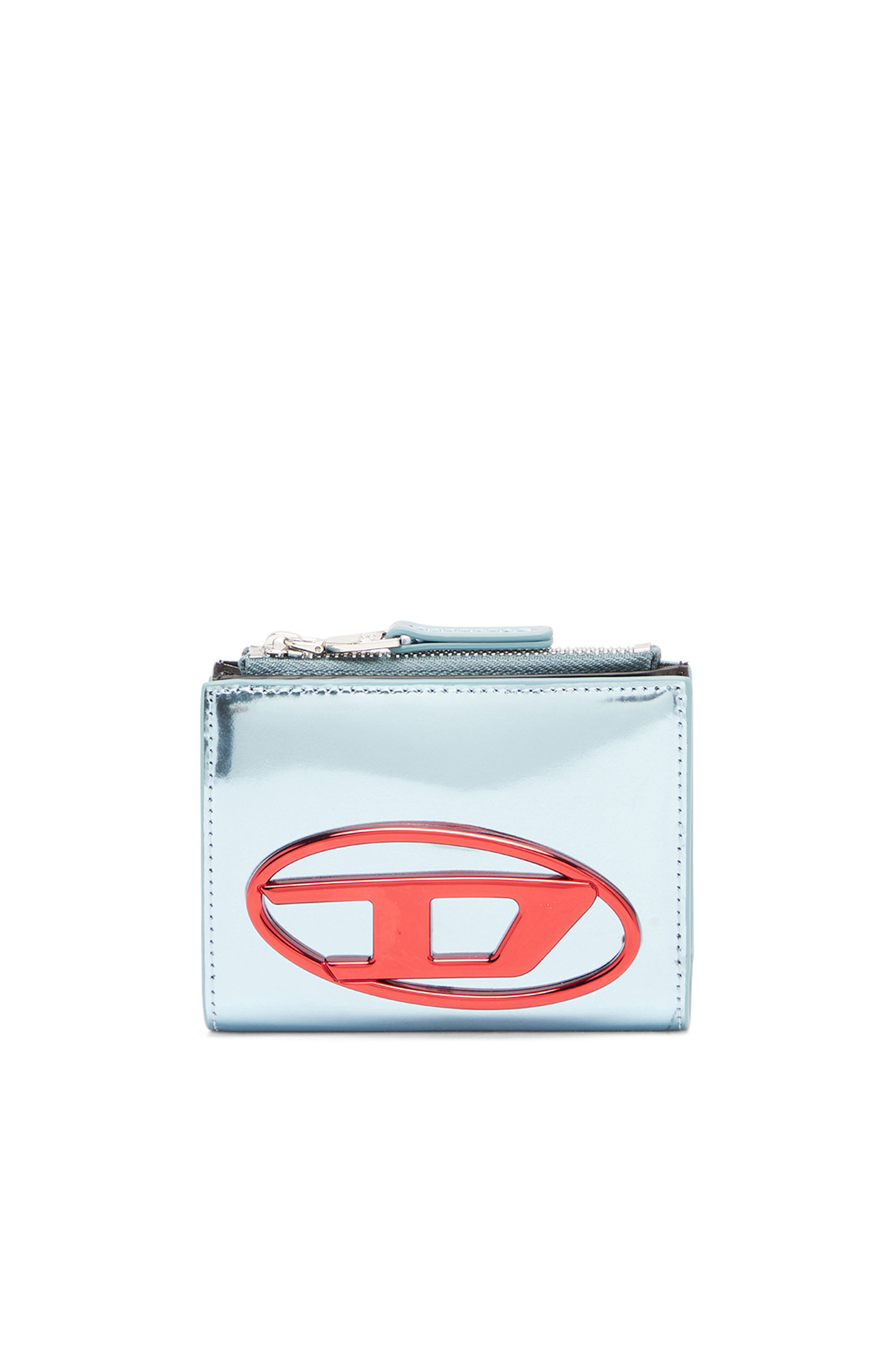 Diesel - 1DR BI-FOLD ZIP II, Woman Small wallet in mirror leather in Blue - Image 1