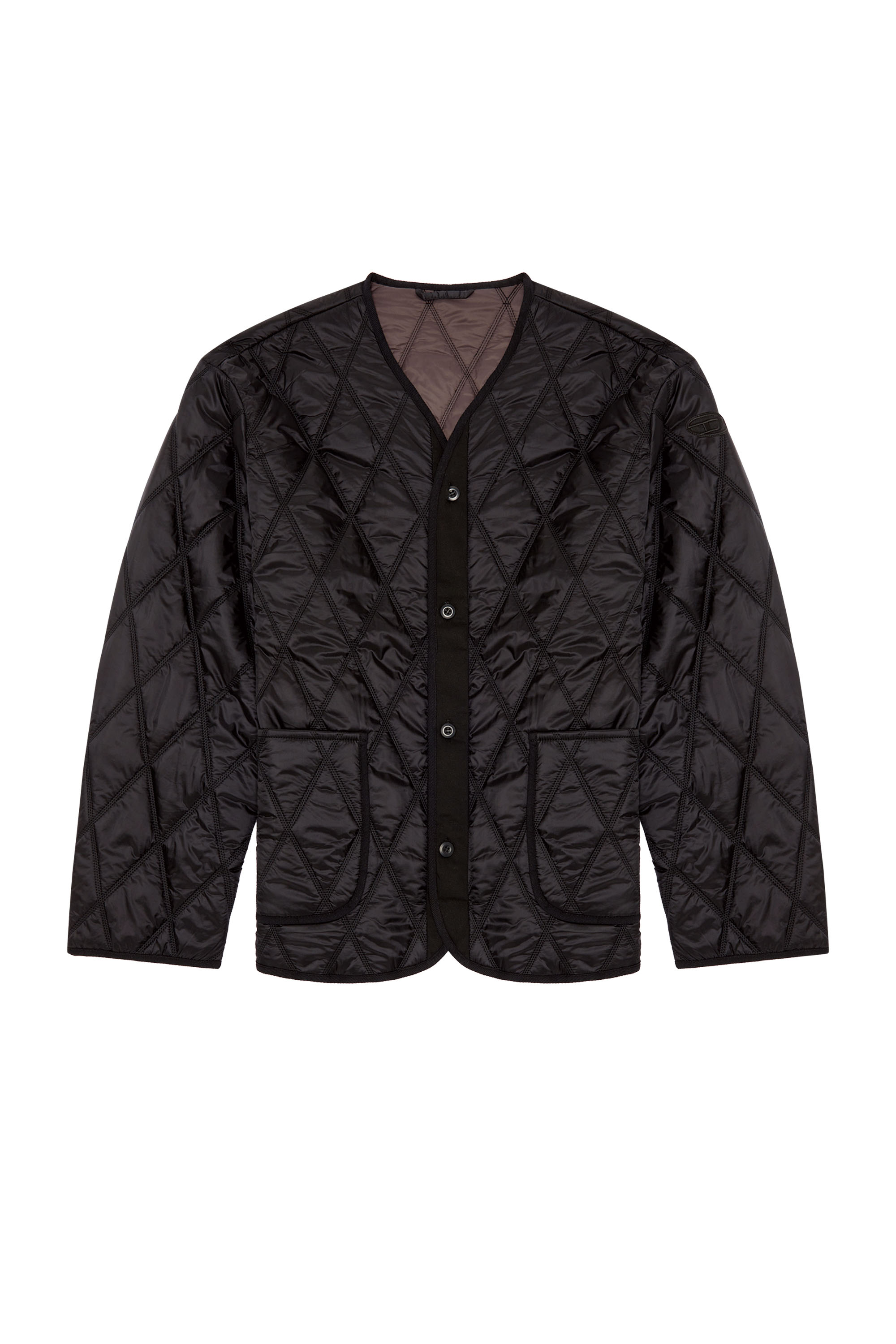 Diesel - J-BOY, Man V-neck jacket in quilted nylon in Black - Image 3