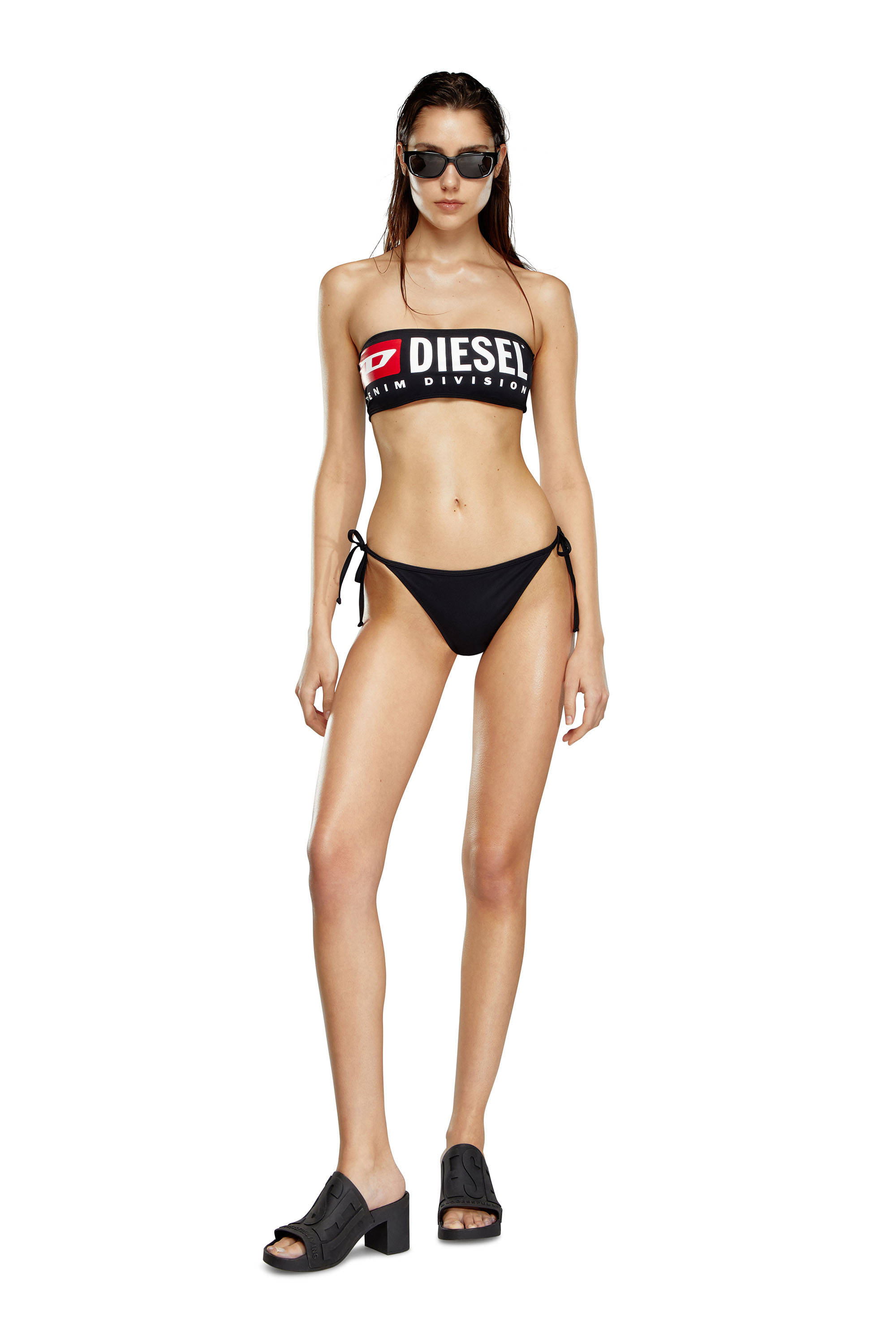 Diesel - BFB-BRYNA, Woman Bandeau bikini top with maxi logo in Black - Image 2
