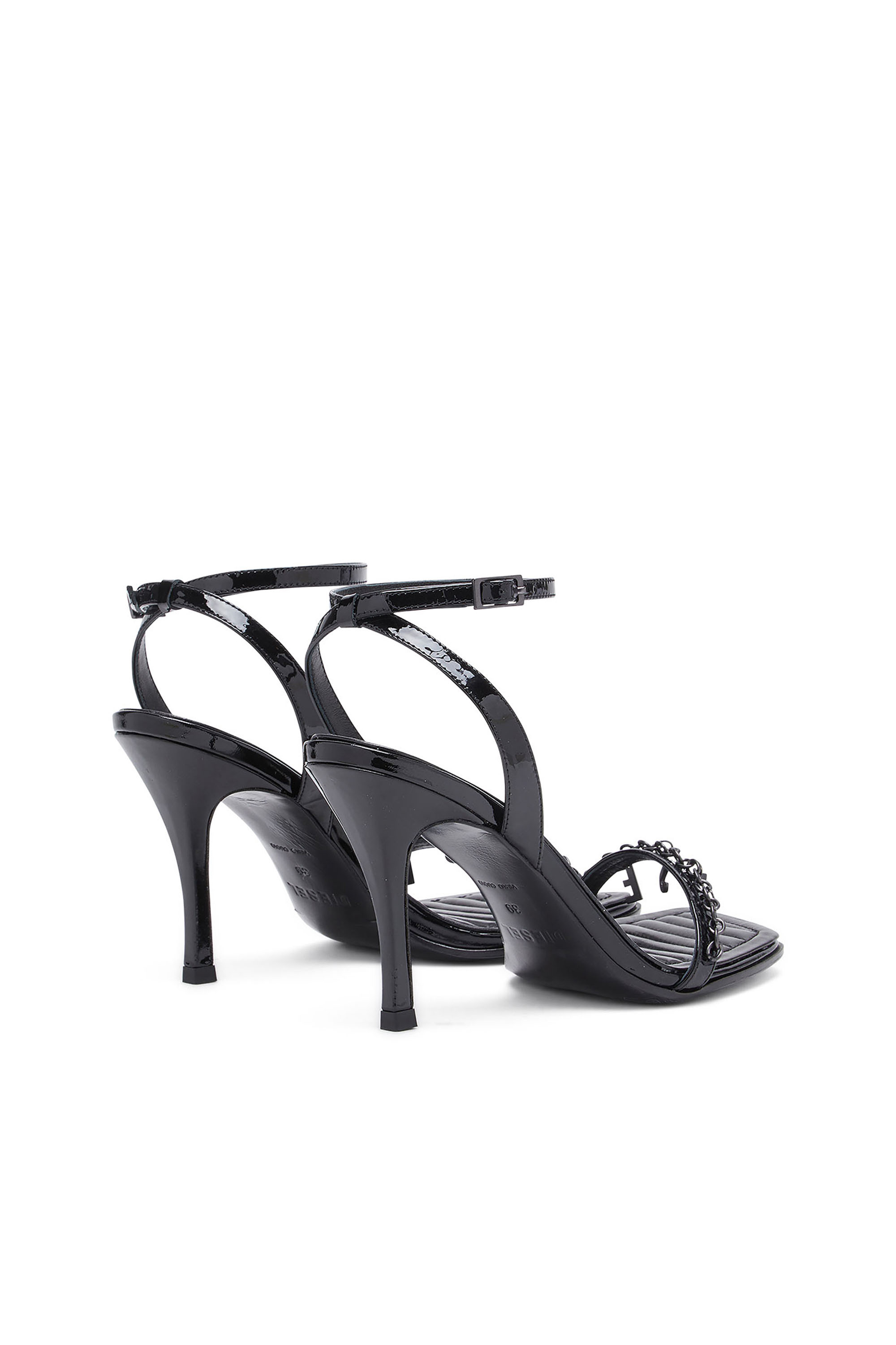 Diesel - D-VINA SDL, Woman D-Vina-Strappy sandals in metallic leather in Black - Image 3