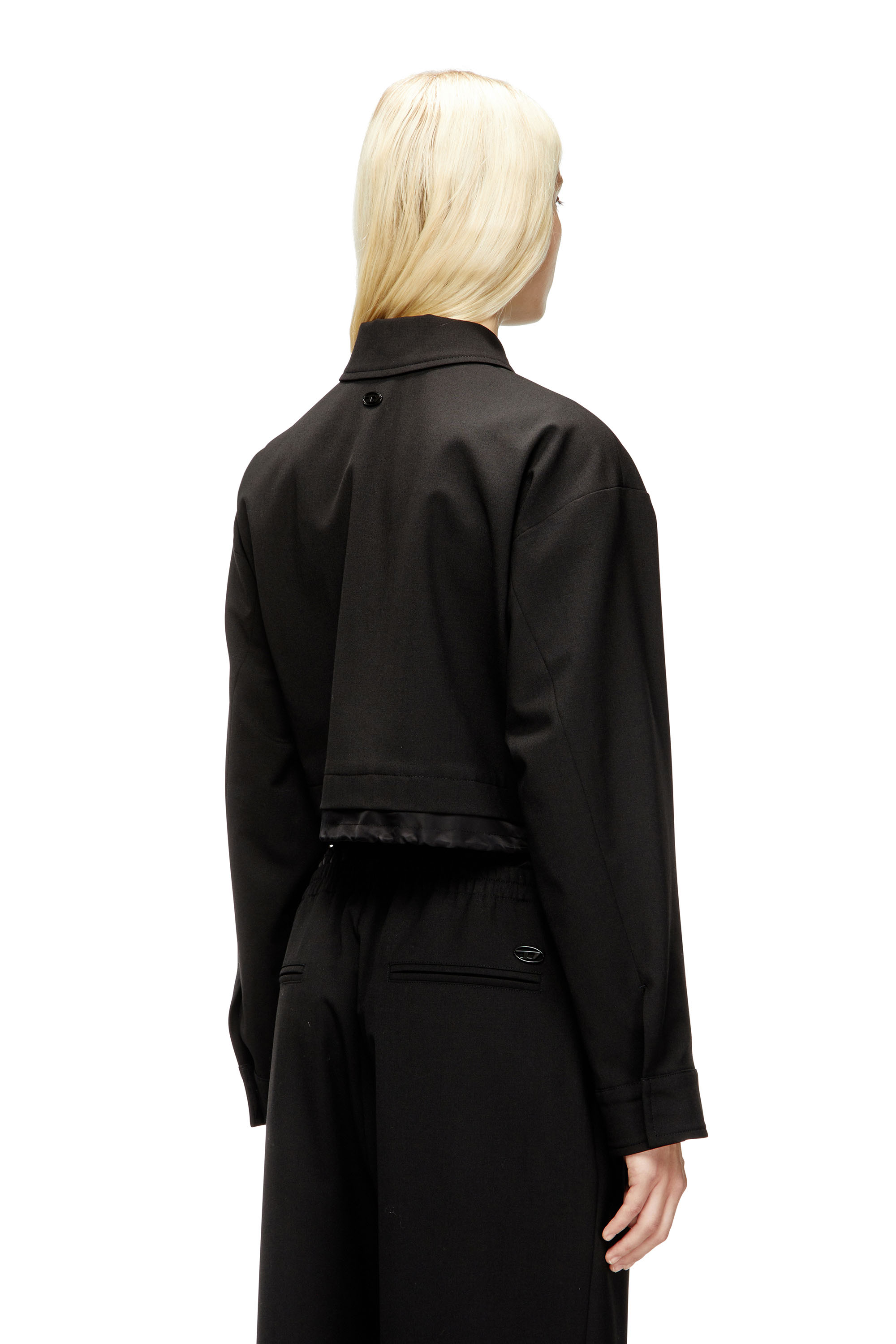 J-TING-FEM-R2, Black Diesel - J-TING-FEM-R2, Woman's Cropped jacket in tailoring fabric and nylon in Black - 4