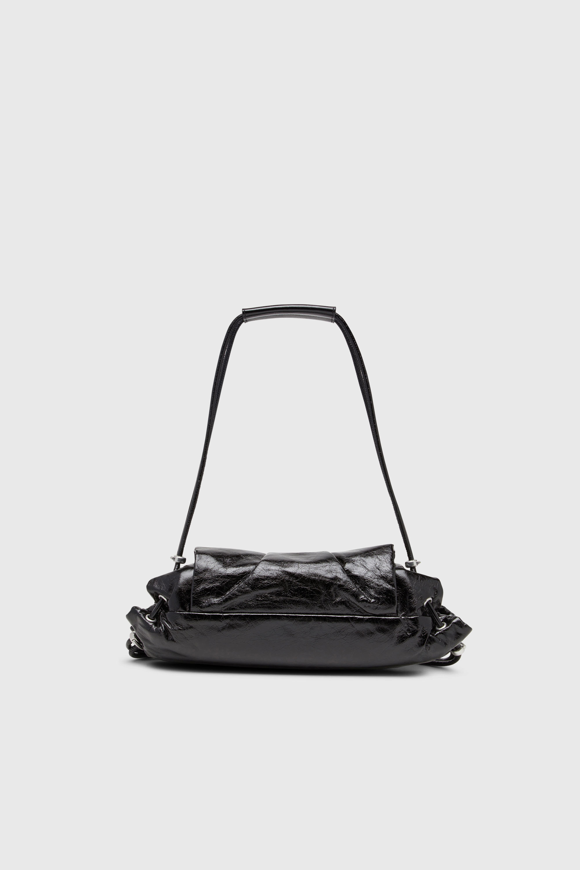 Diesel - SCRUNCH-D SHOULDER S, Woman's Scrunch-D-Small shoulder bag in shiny scrunched leather in Black - 2
