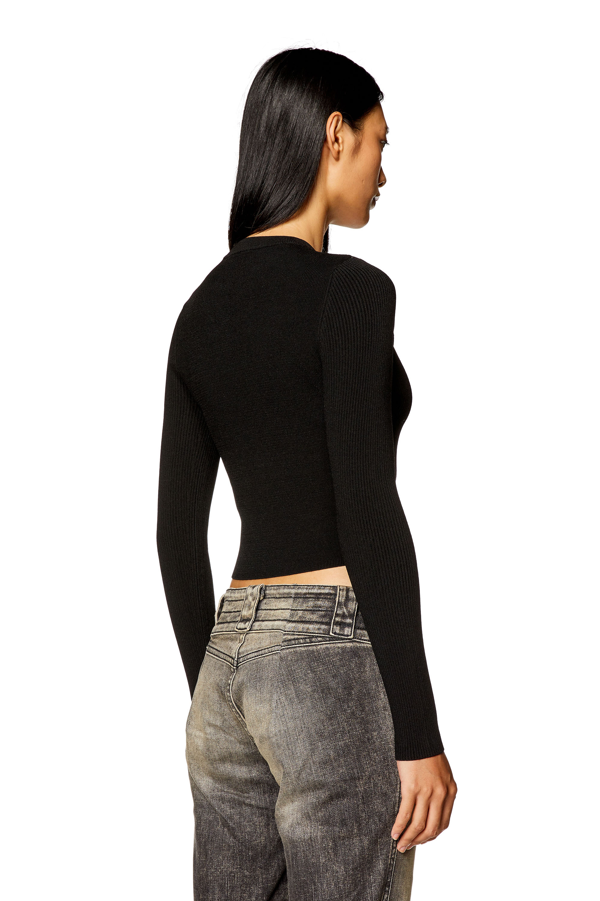 Diesel - M-VALARY, Woman Ribbed-knit long-sleeve top in Black - Image 4