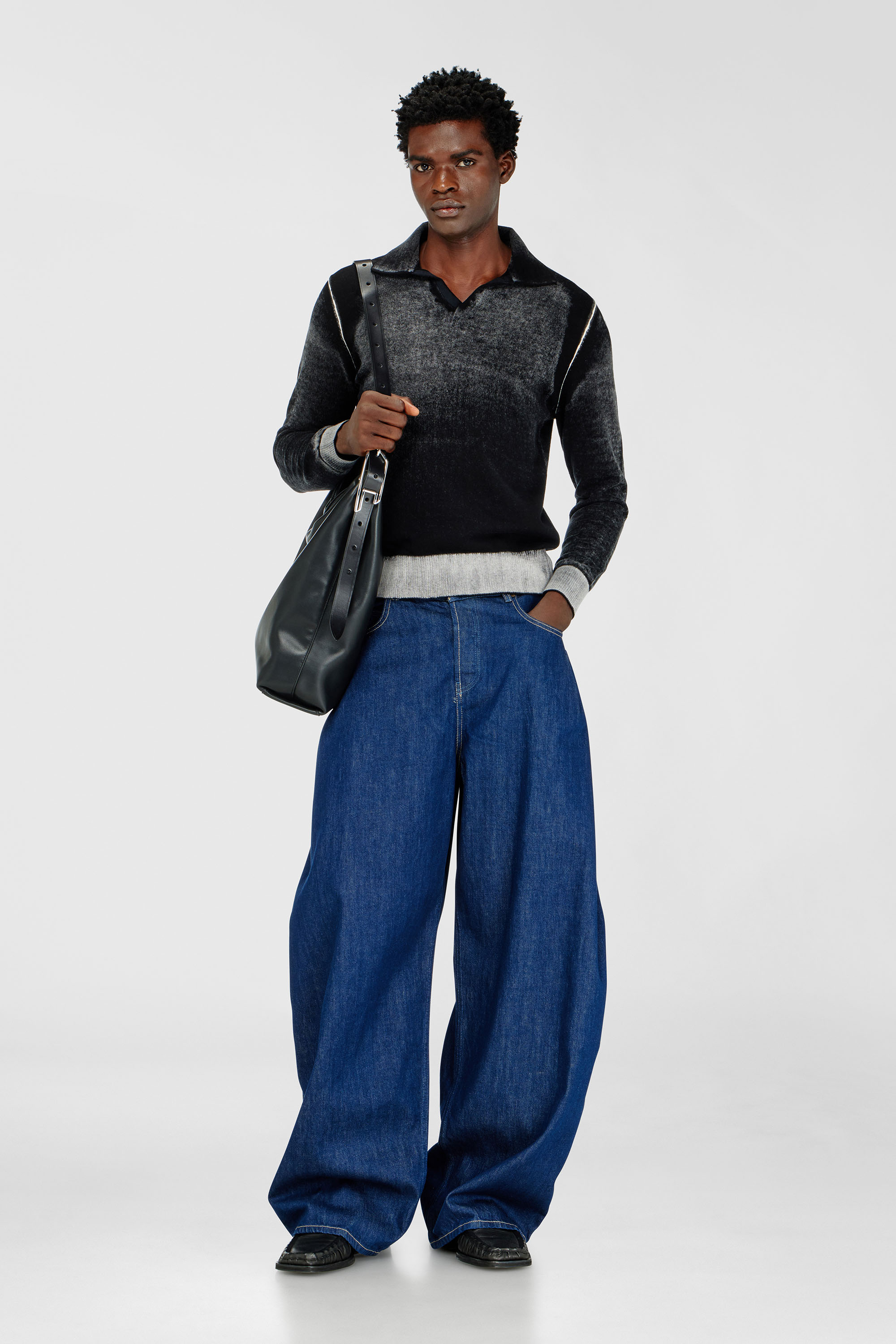 Diesel - K-LORENZO, Man's Reverse-print polo jumper in Black - 2