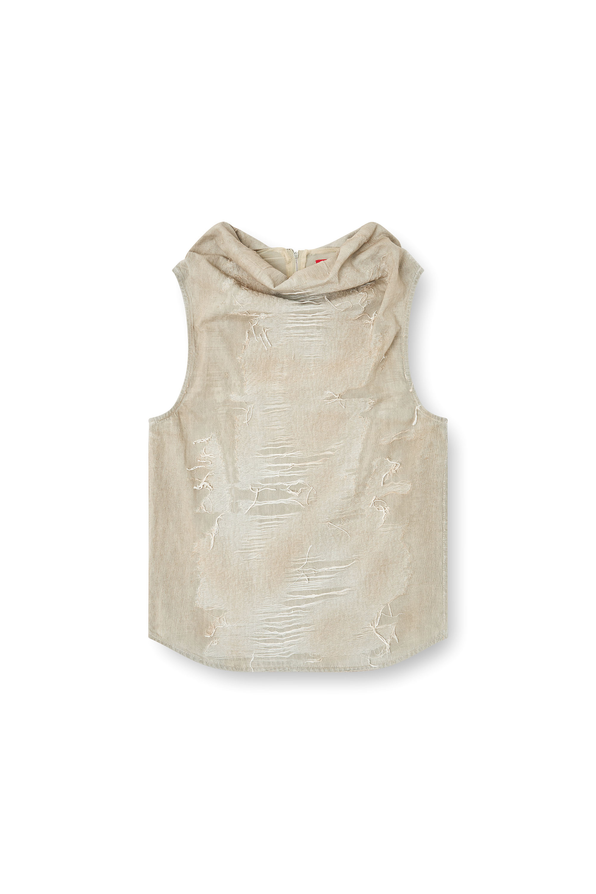 Diesel - D-TASTON-FSG, Man's Muscle Tee in micro-distressed jacquard denim in Light Grey - 3