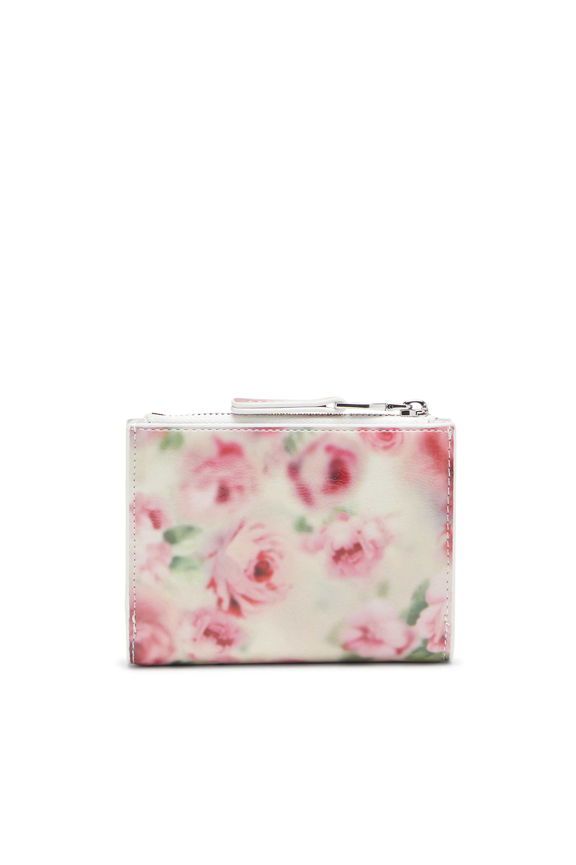Diesel - PLAY BI-FOLD ZIP II, Woman's Small wallet in printed glossy PU in White/Pink - 2