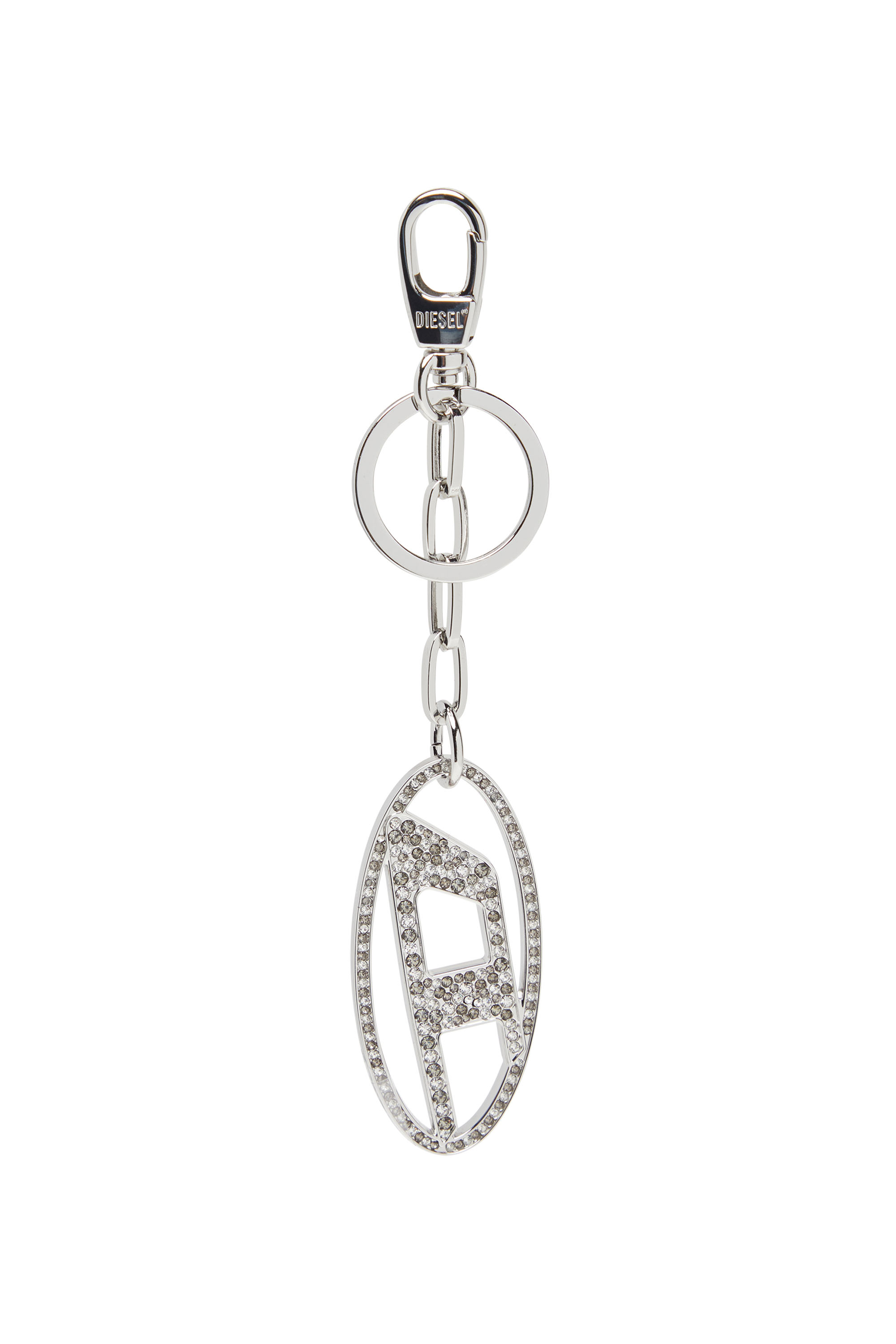 Diesel - HOLY-C, Woman's Metal Oval D keyring with crystals in Silver - 1