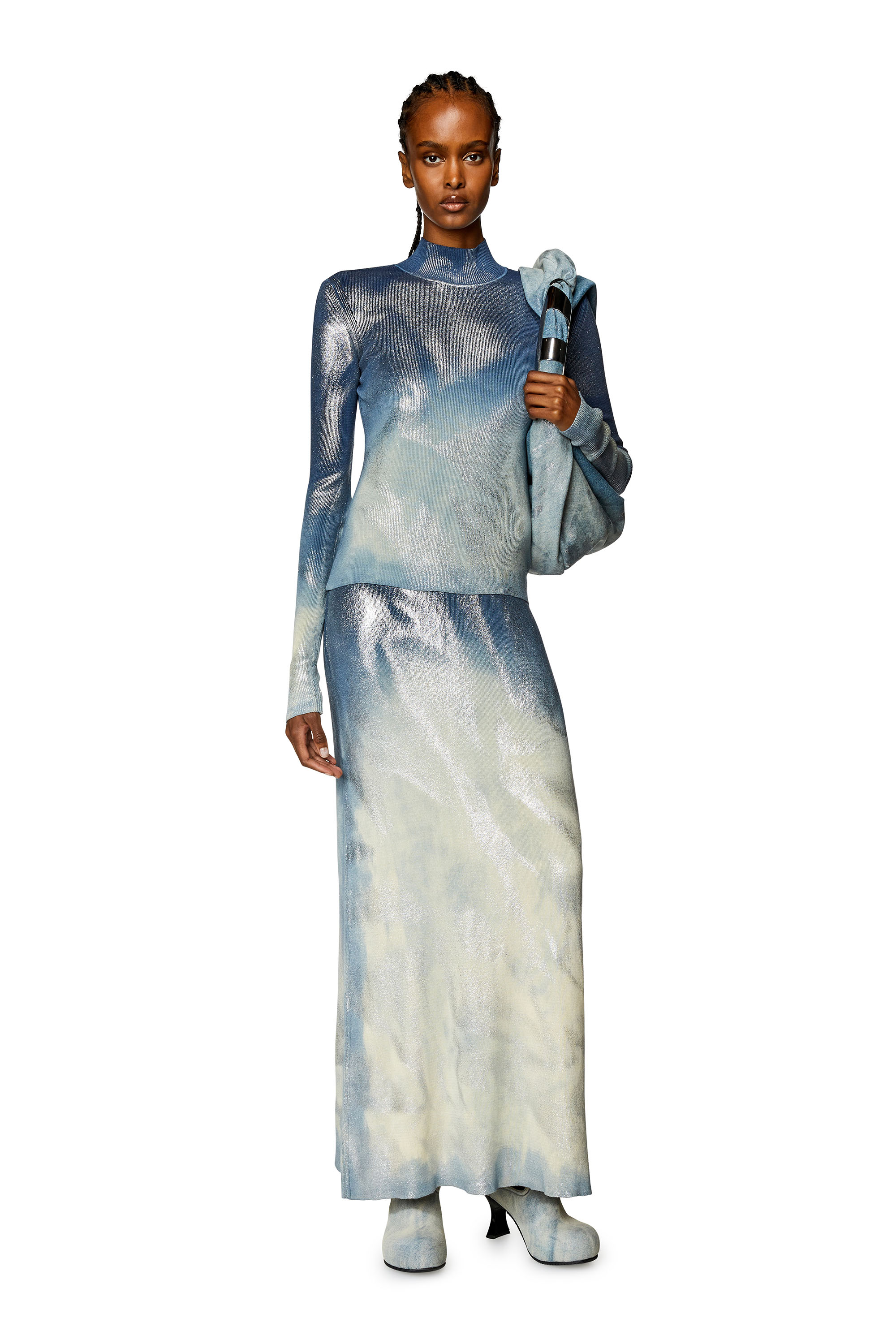 Diesel - M-ILEEN, Woman Knit top with metallic effects in Blue - Image 2