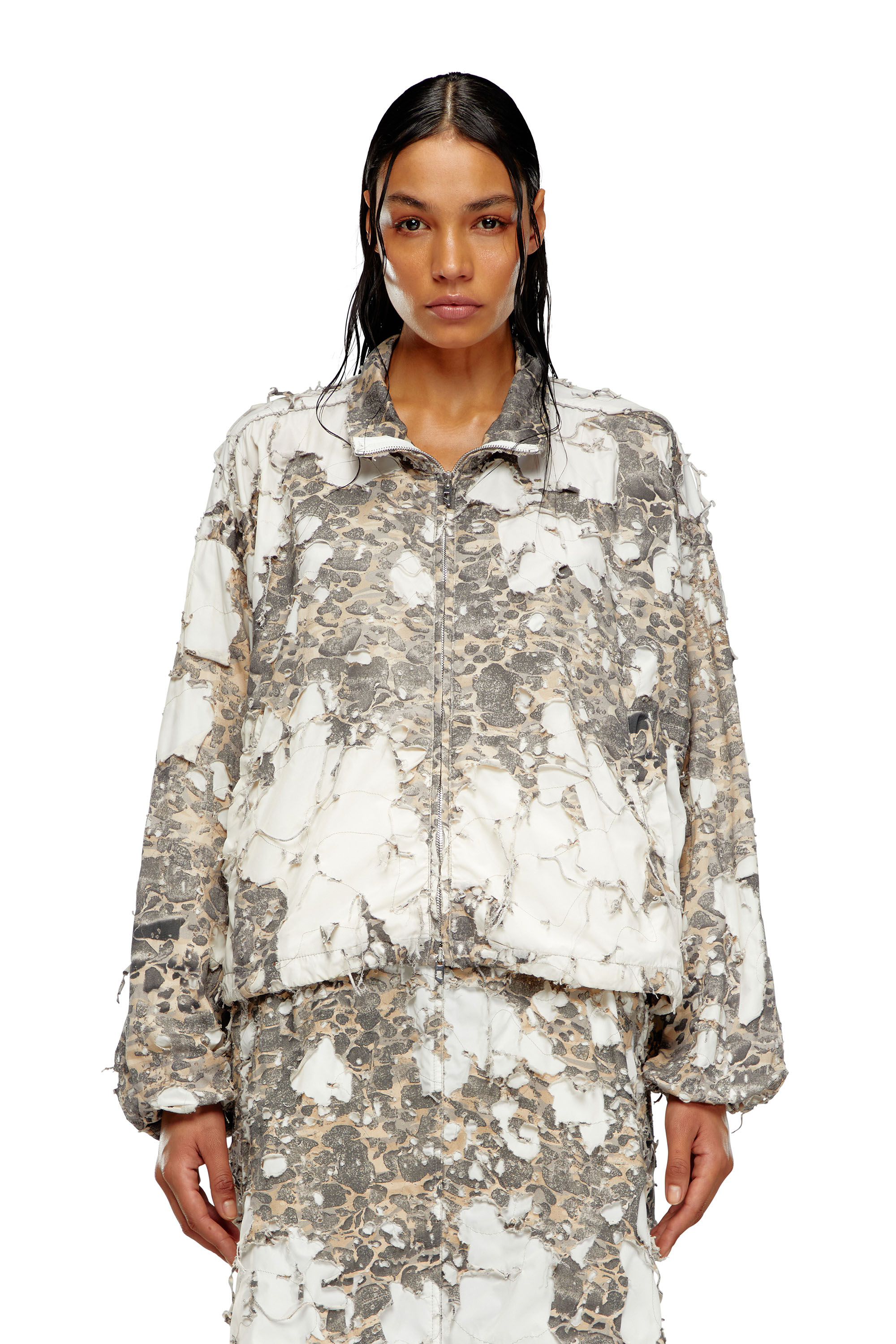 Diesel - G-BRUMA, Woman Camo jacket with destroyed finish in Multicolor - Image 6