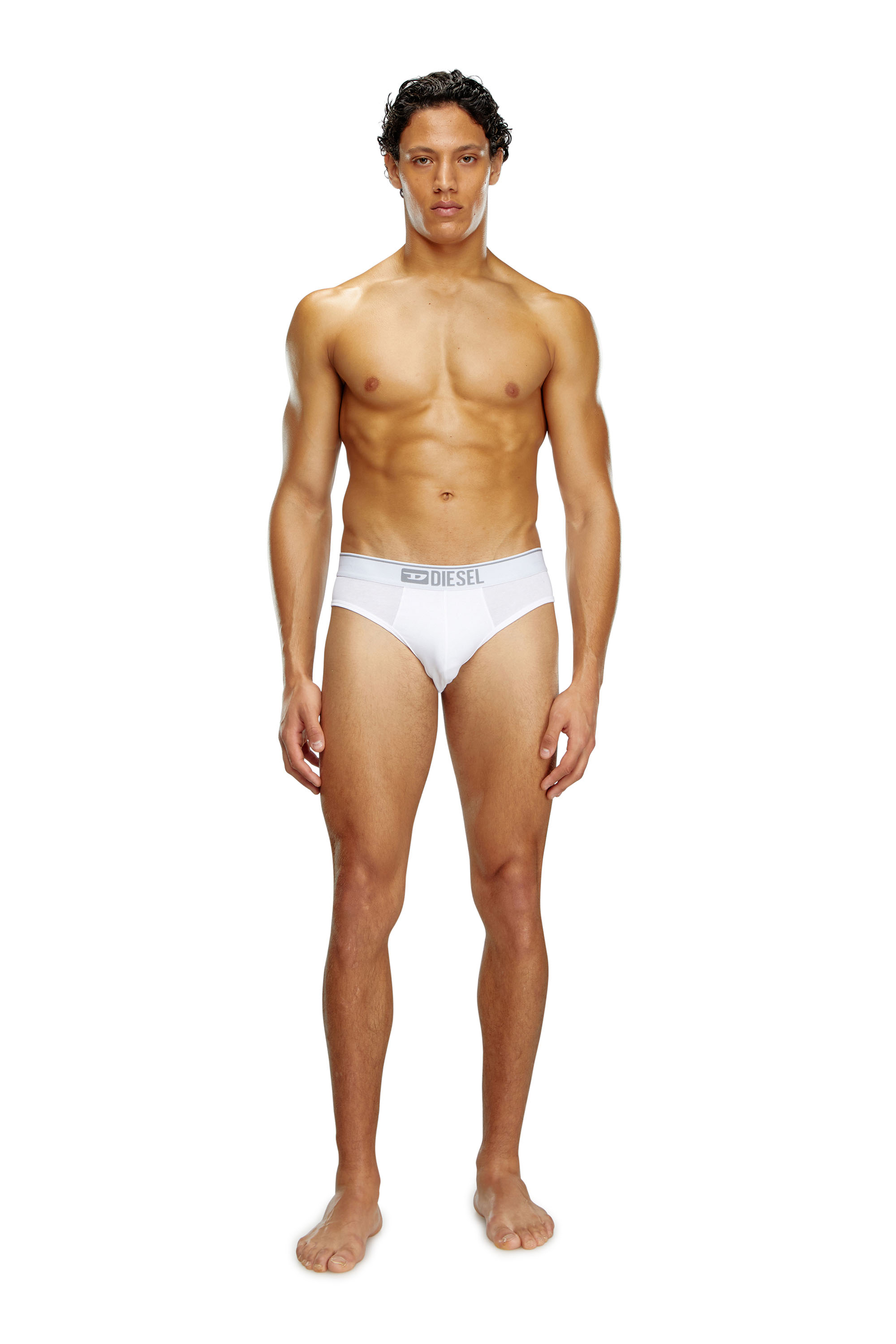 Diesel - UMBR-ANDRETHREEPACK, Man's Three-pack of plain logo briefs in White/Black - 4