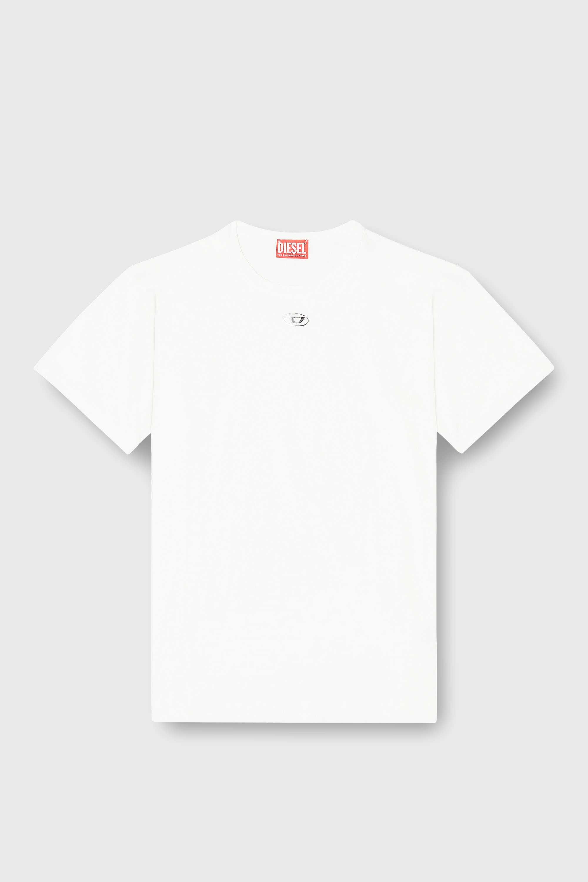 Diesel - T-NORMY-OD-S1, Woman's Cotton T-shirt with metallic Oval D in White - 2
