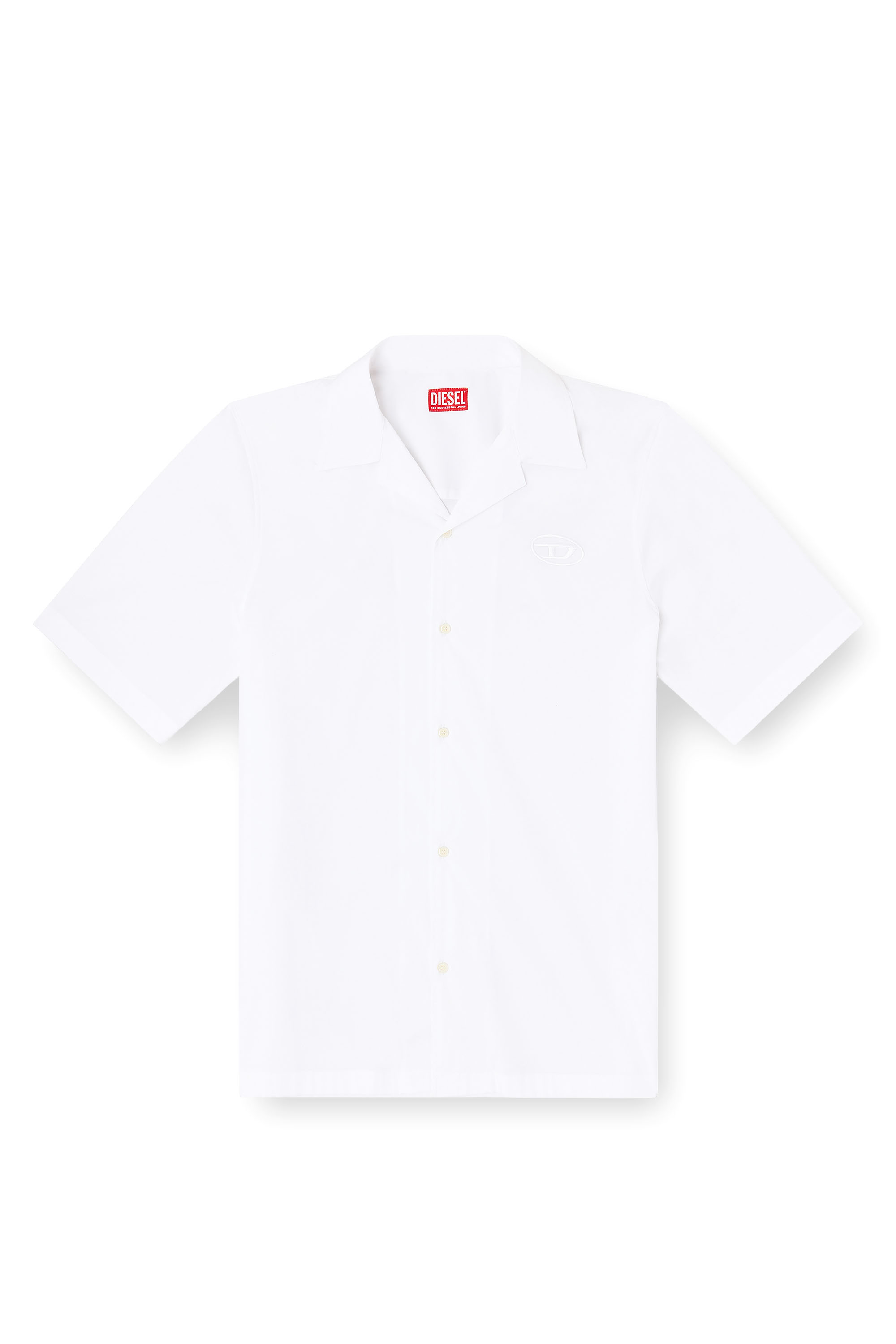 Diesel - S-MAC-GSBH, Man's Stretch poplin shirt with Oval D embroidery in White - 2