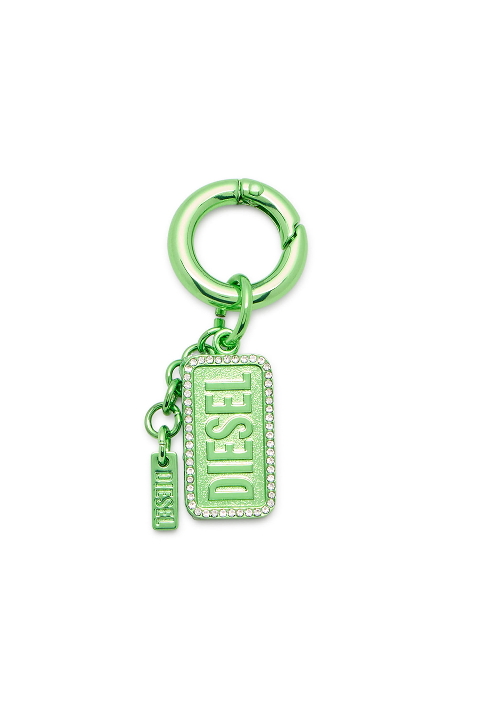 Diesel - CHARM-DIESEL, Unisex's Metal keyring with Diesel logo and rhinestones in Green - 1