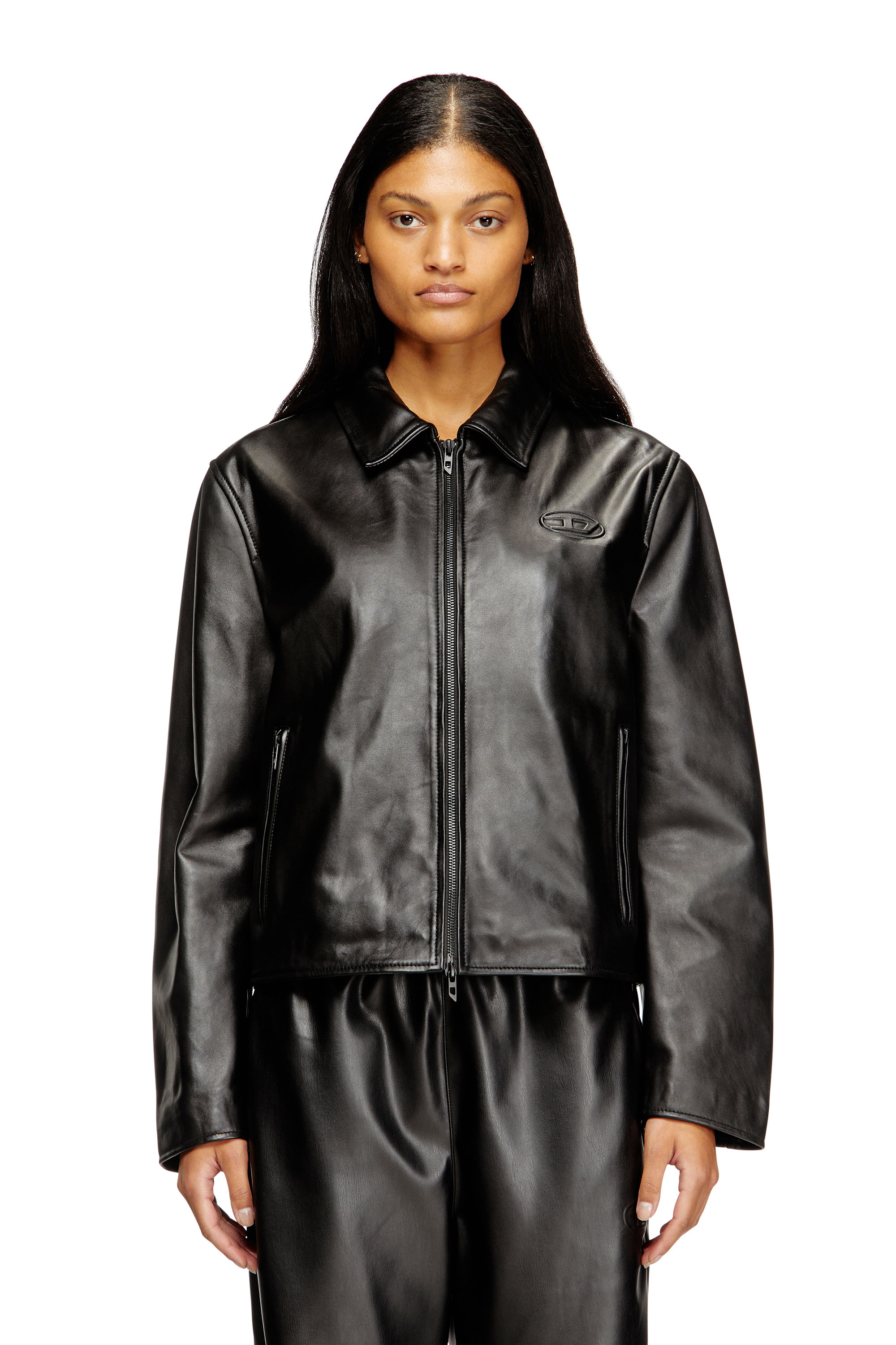 Diesel - L-AMAR-FEM-S2, Woman's Coach jacket in leather in Black - 1