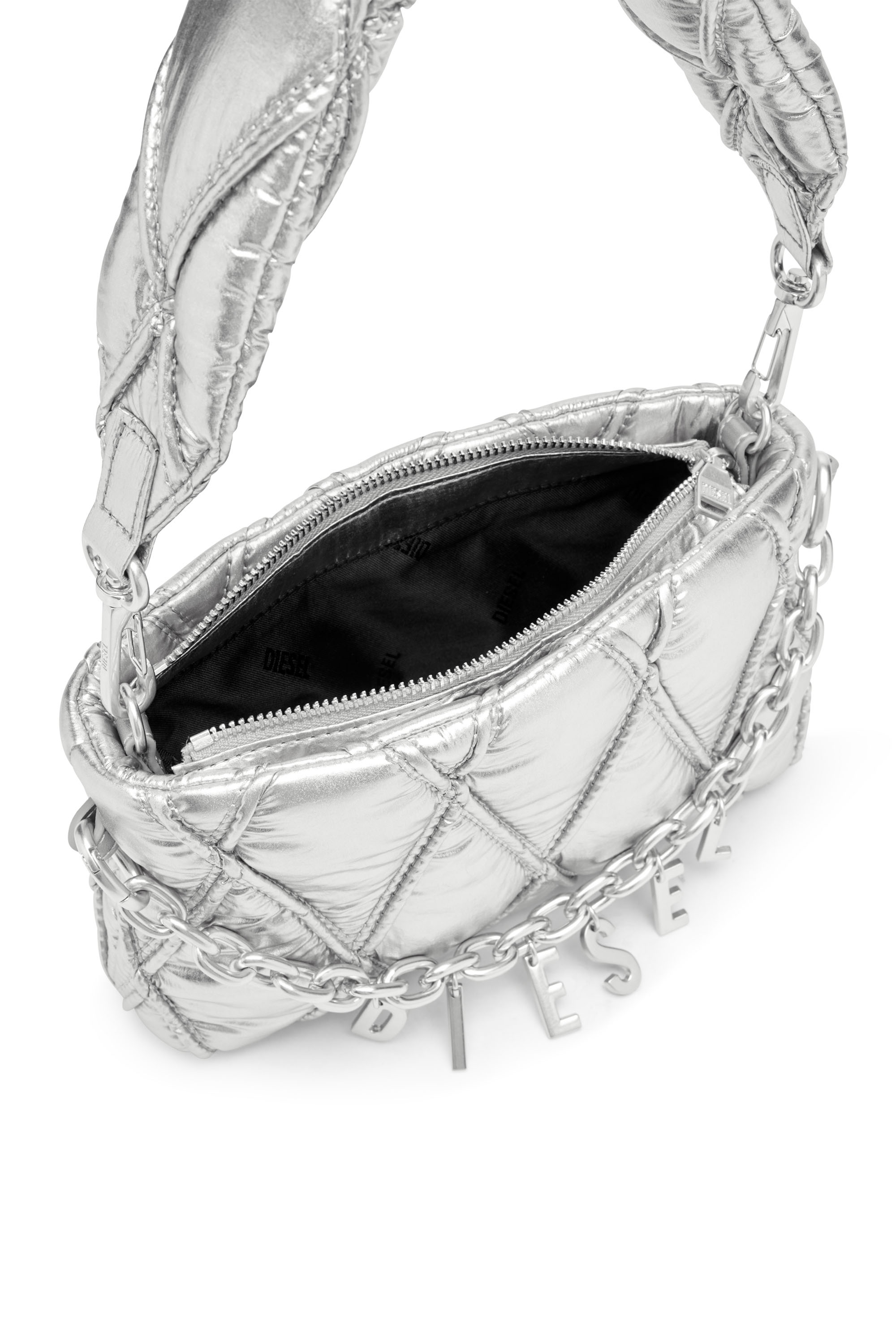 Diesel - CHARM-D POUCH, Woman's Wallet purse in metallic quilted nylon in null - 4