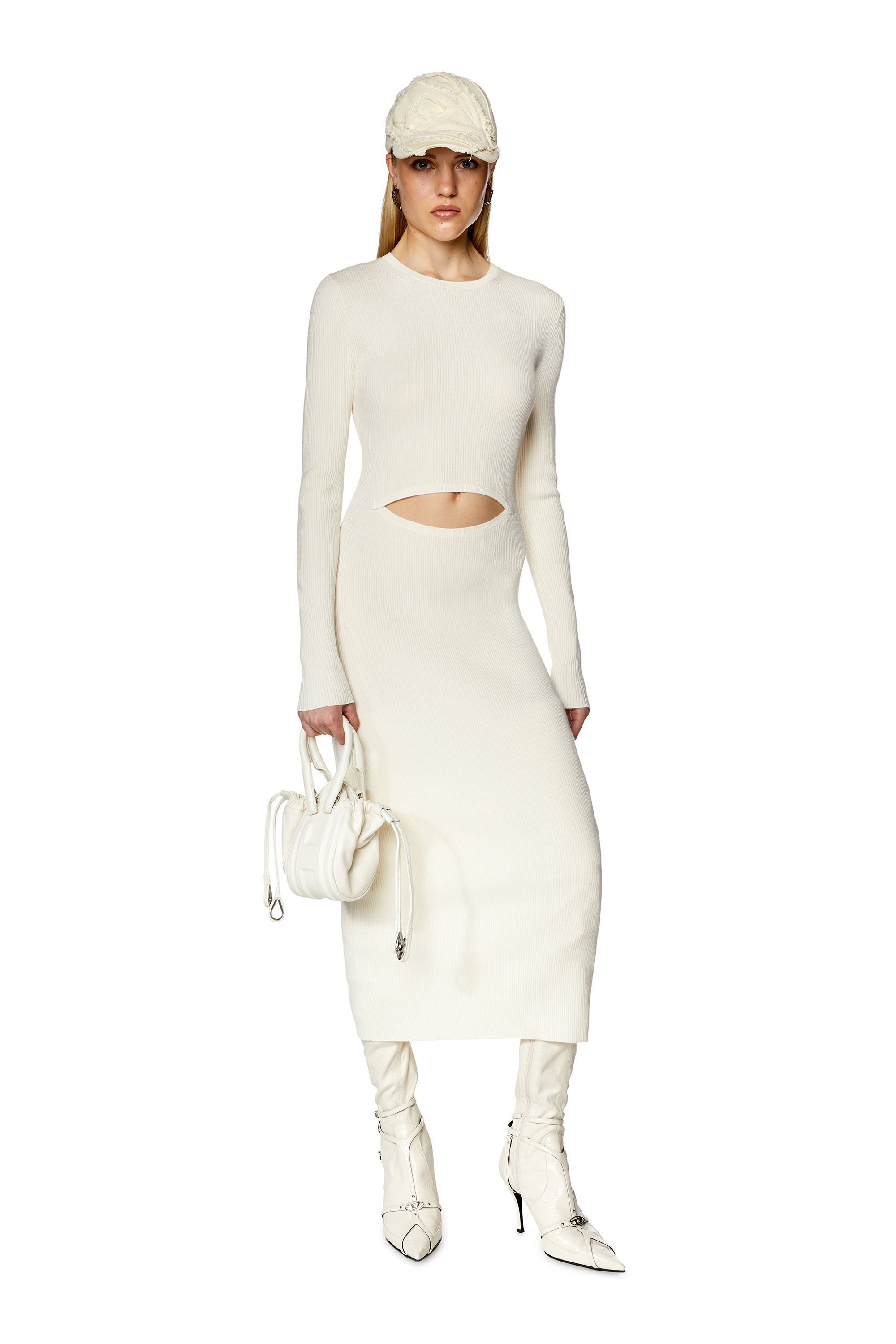 Diesel - M-PELAGOS, Woman Wool-blend dress with cut-out in White - Image 1