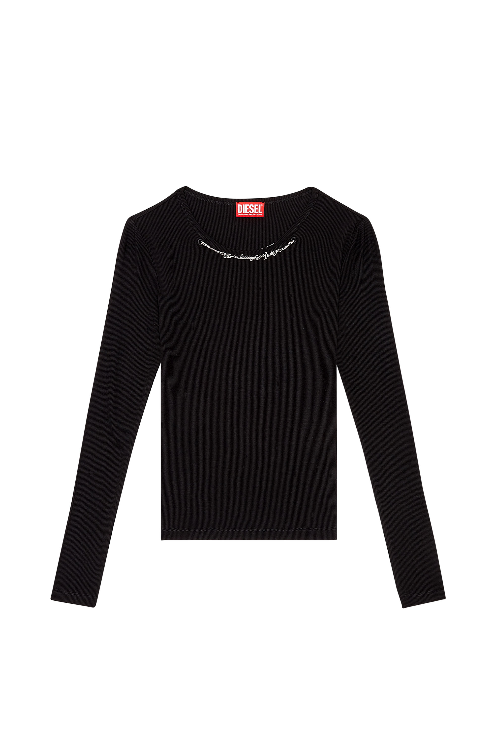 Diesel - T-MATIC-LS, Woman Long-sleeve top with chain necklace in Black - Image 3