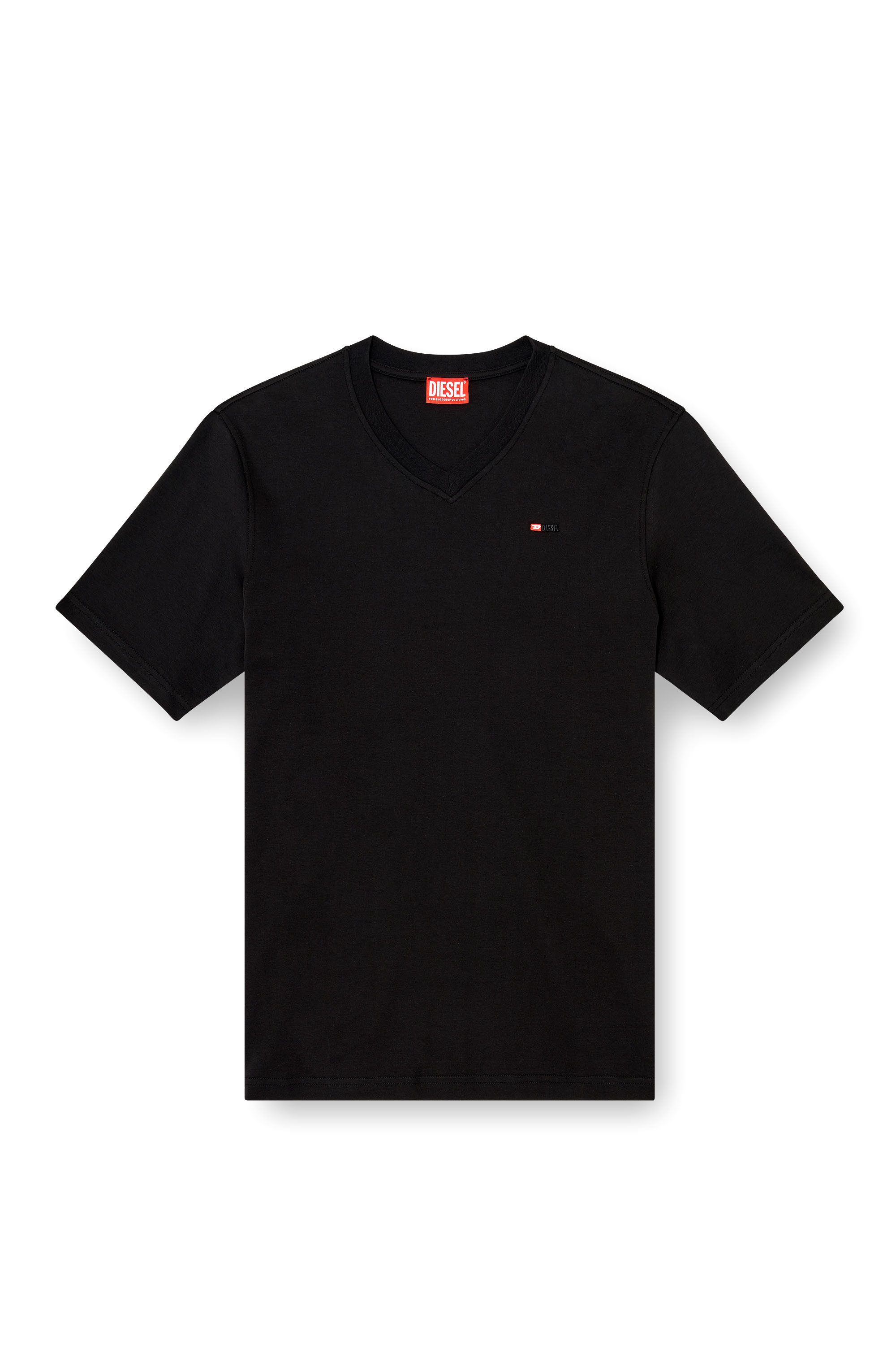 Diesel - T-ADJUST-V-MICRODIV, Man's V-neck T-shirt with micro logo embroidery in Black - 2