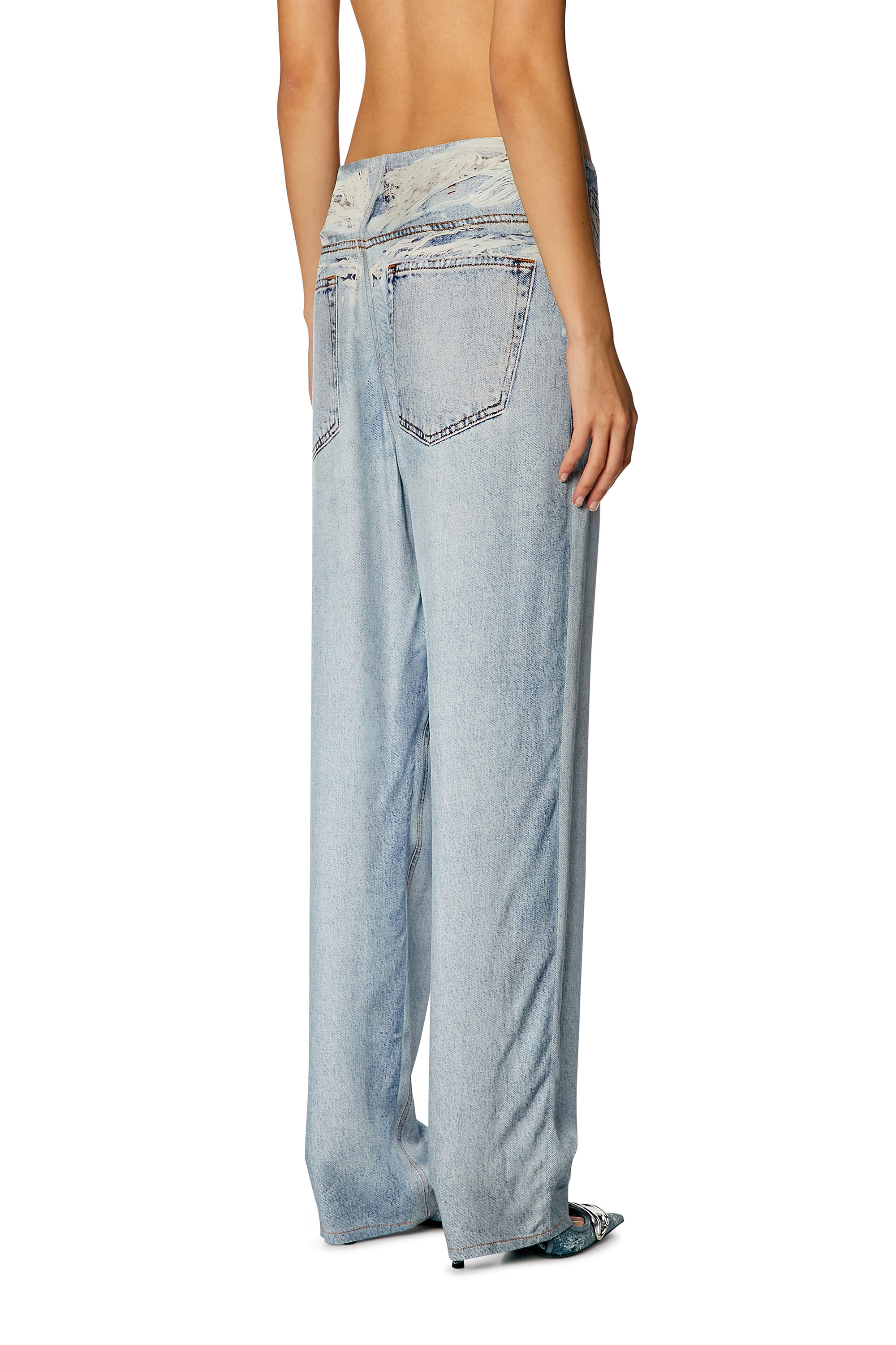 Diesel - P-SARKY, Woman Fluid pants with denim print in Blue - Image 4