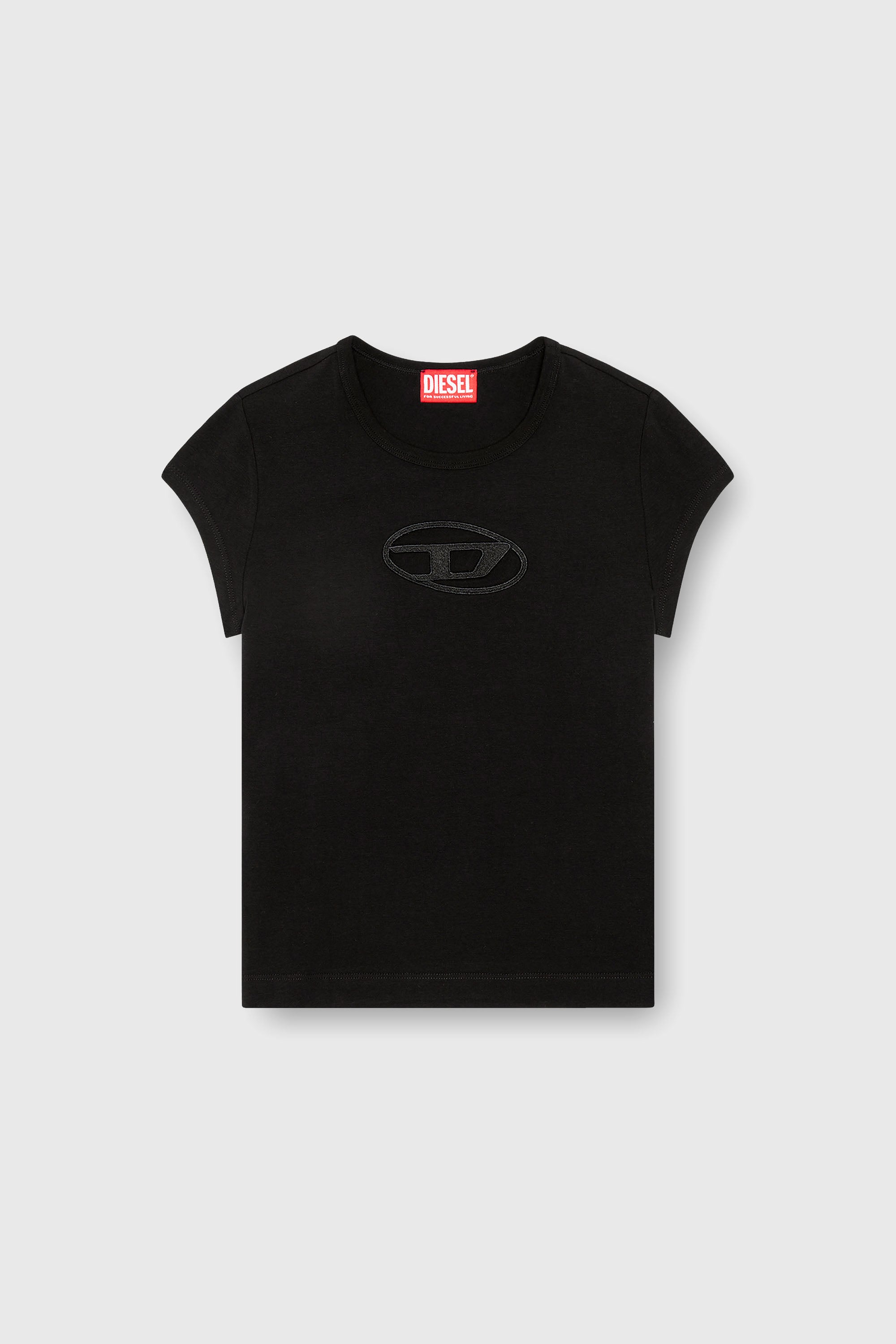 Diesel - T-ANGIE, Woman's T-shirt with Oval D logo in Black - 2