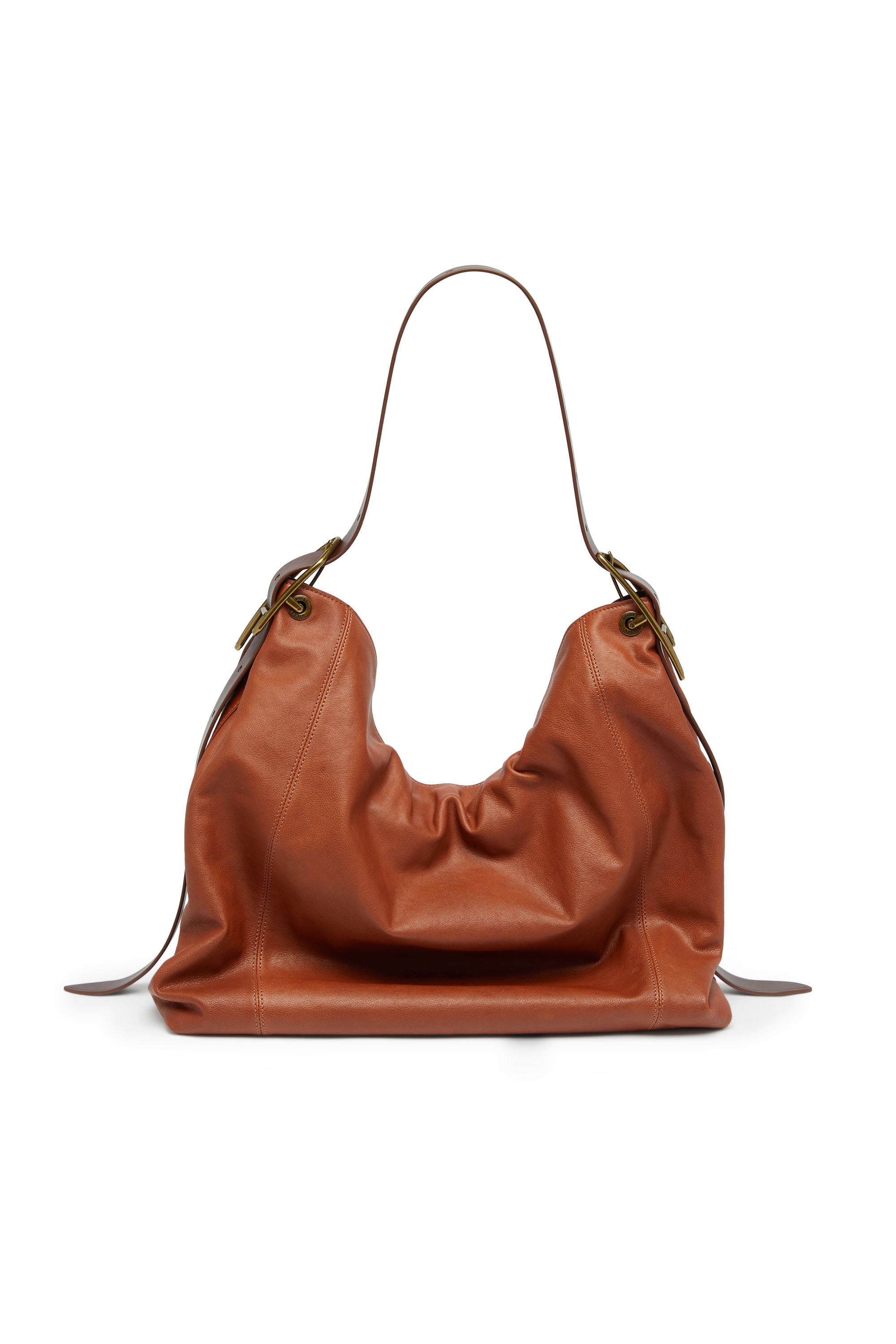 Diesel - D-LINE HOBO L, Woman's D-Line-Hobo bag in shiny leather in Brown - 3
