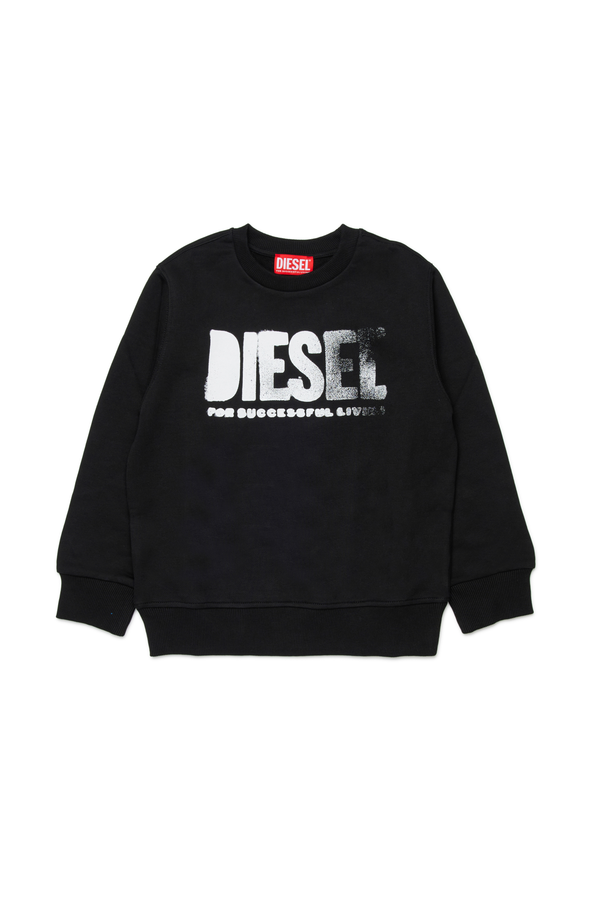 Diesel - SIDER OVER, Man's Sweatshirt with round neck and maxi Diesel logo print in Black - 1
