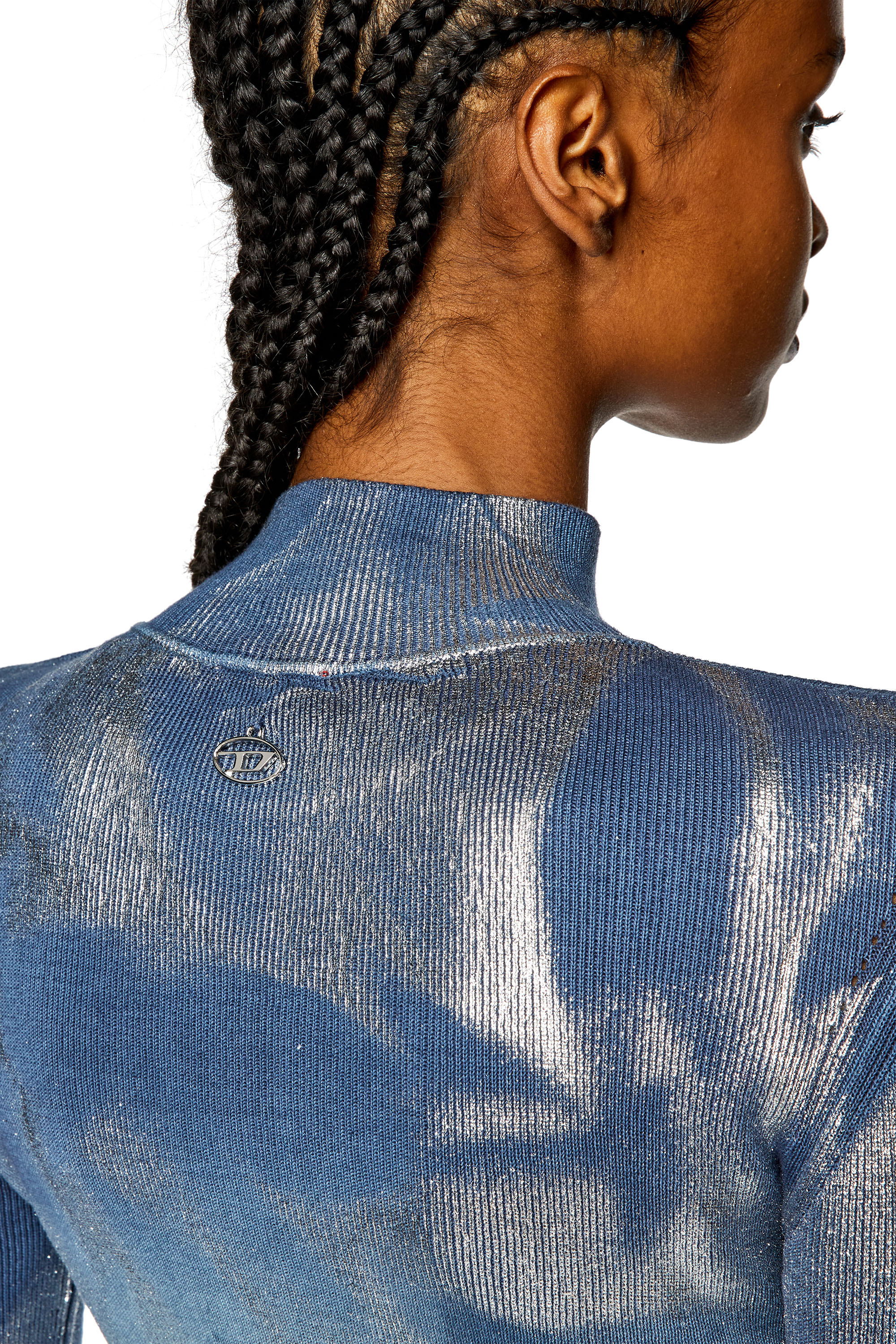 Diesel - M-ILEEN, Woman Knit top with metallic effects in Blue - Image 5