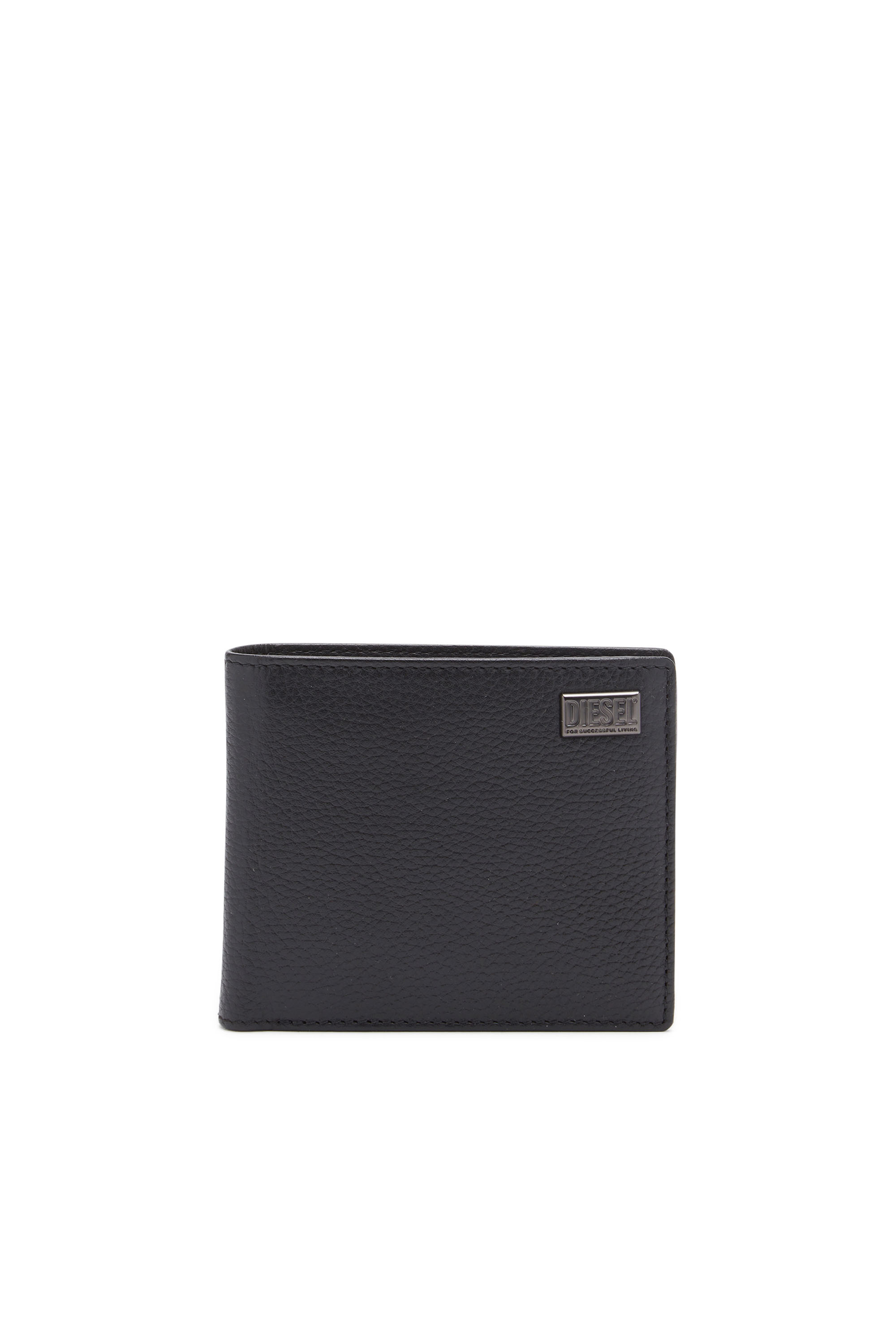 Diesel - MEDAL-D BI-FOLD COIN S, Man Bi-fold wallet in grainy leather in Black - Image 1
