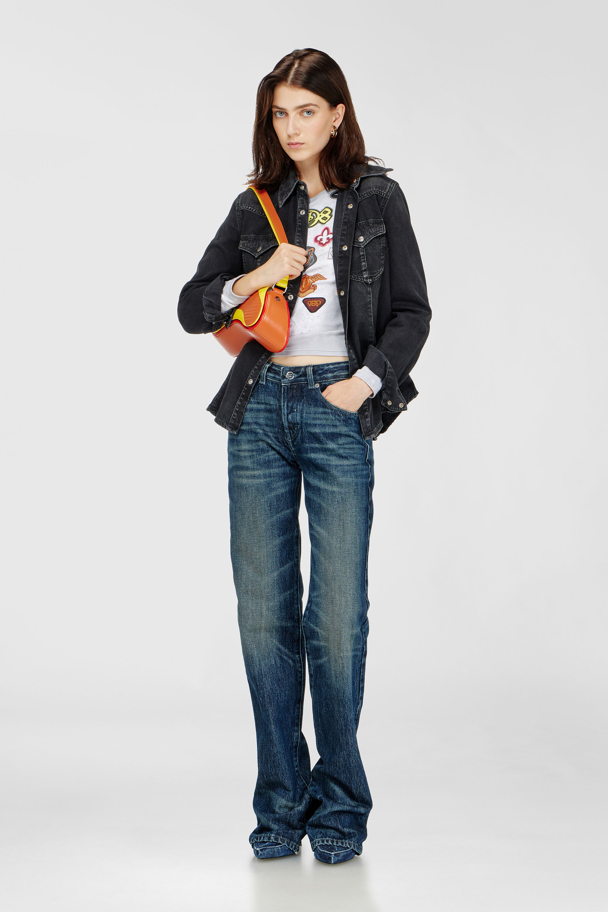 Diesel - DE-WAVES, Woman's Western shirt in treated denim in Black - 2