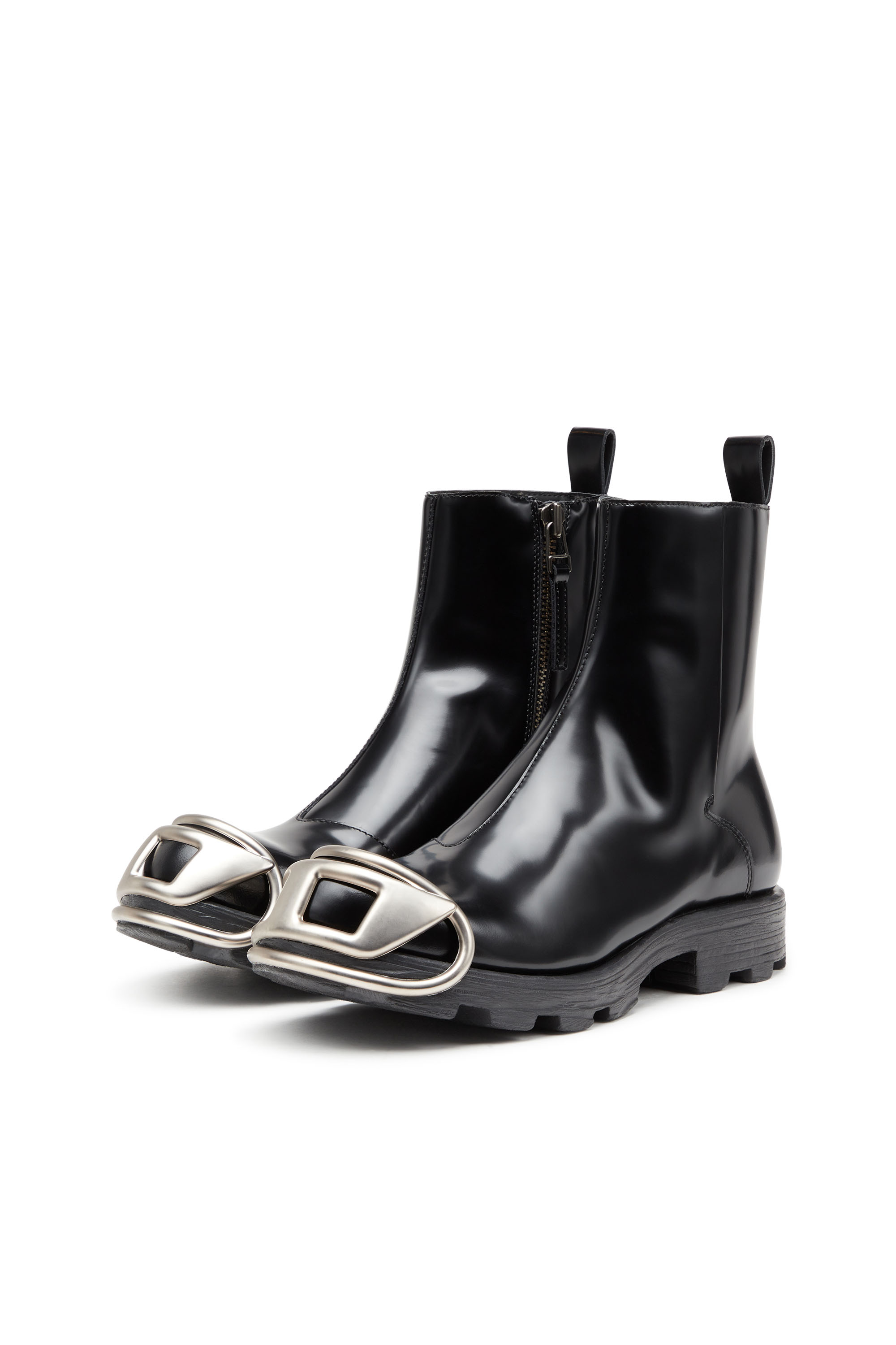 Diesel - D-HAMMER BT ZIP D, Man D-Hammer-Leather Chelsea boots with Oval D toe caps in Black - Image 8