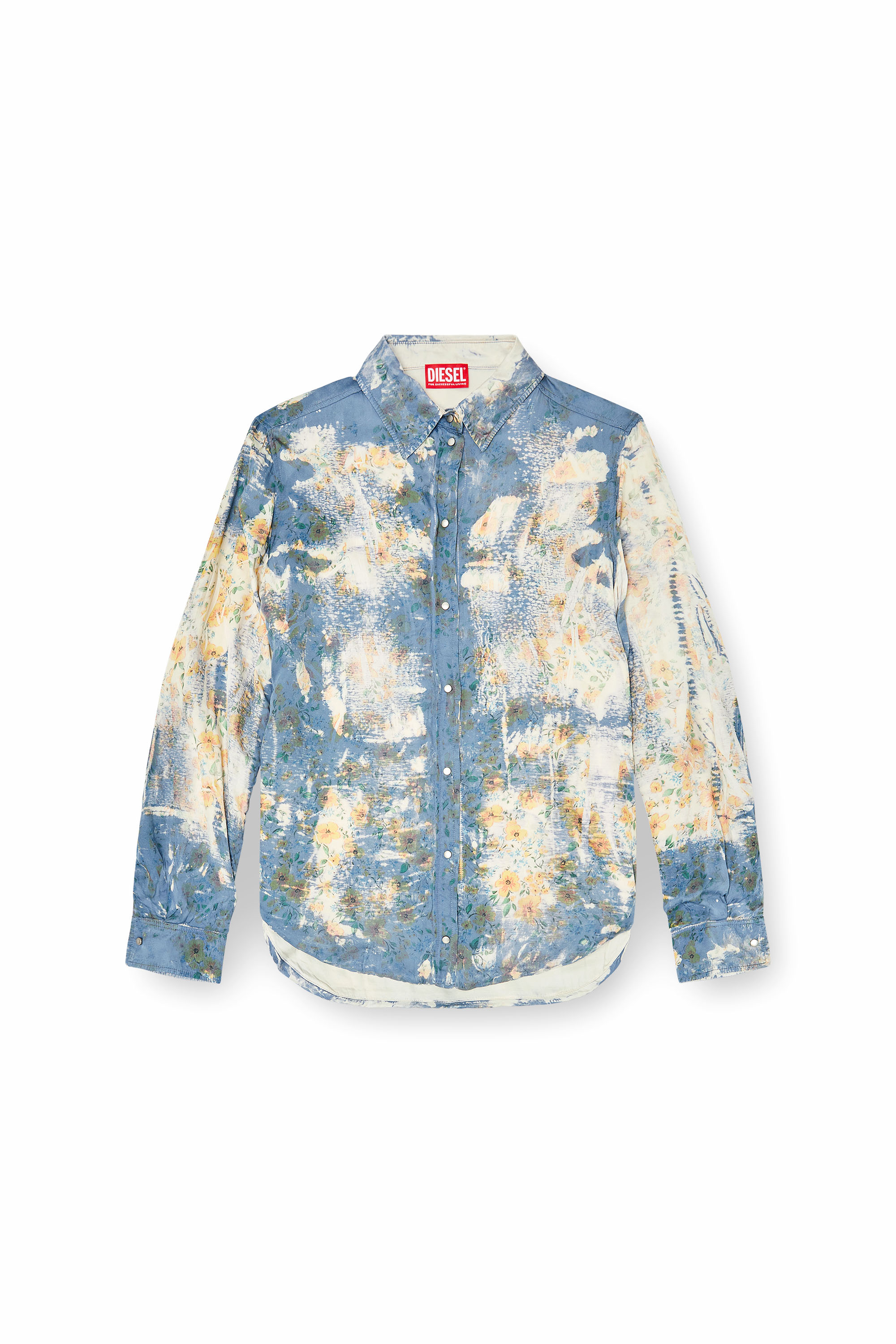 Diesel - C-ASSY, Woman's Shirt with floral X-ray effect in Light Blue - 3