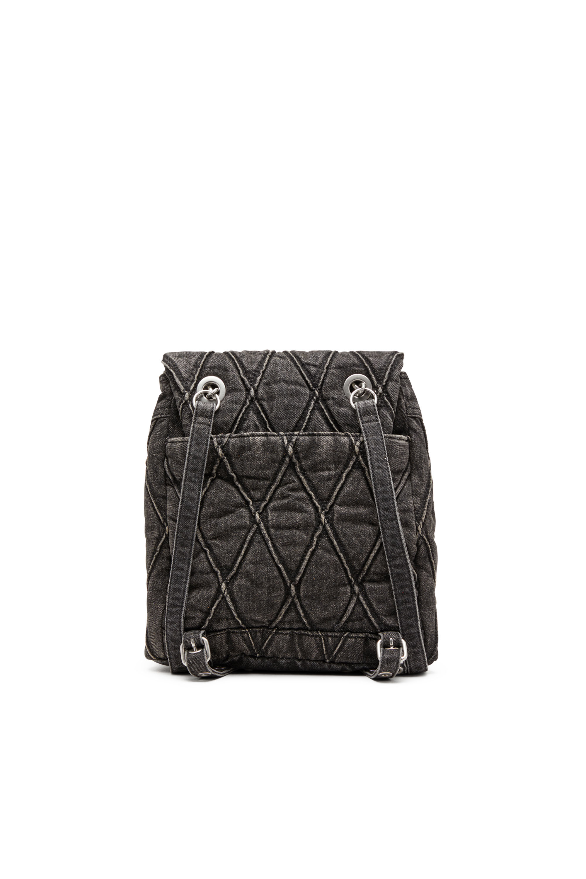 Diesel - CHARM-D BACKPACK S, Woman's Charm-D S-Backpack in Argyle quilted denim in Black - 2