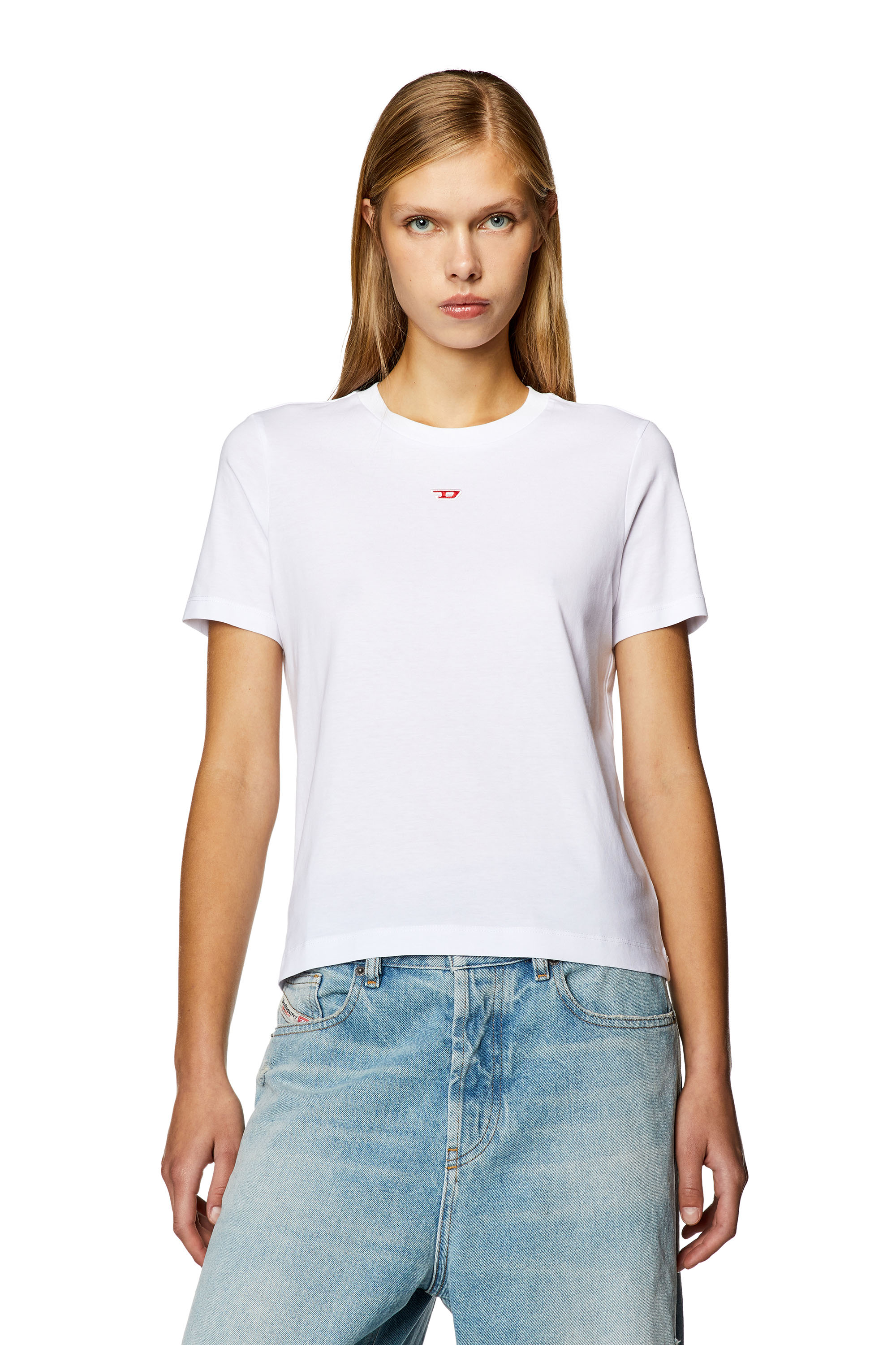 Diesel - T-REG-D, Woman T-shirt with mini logo patch in White - Image 1