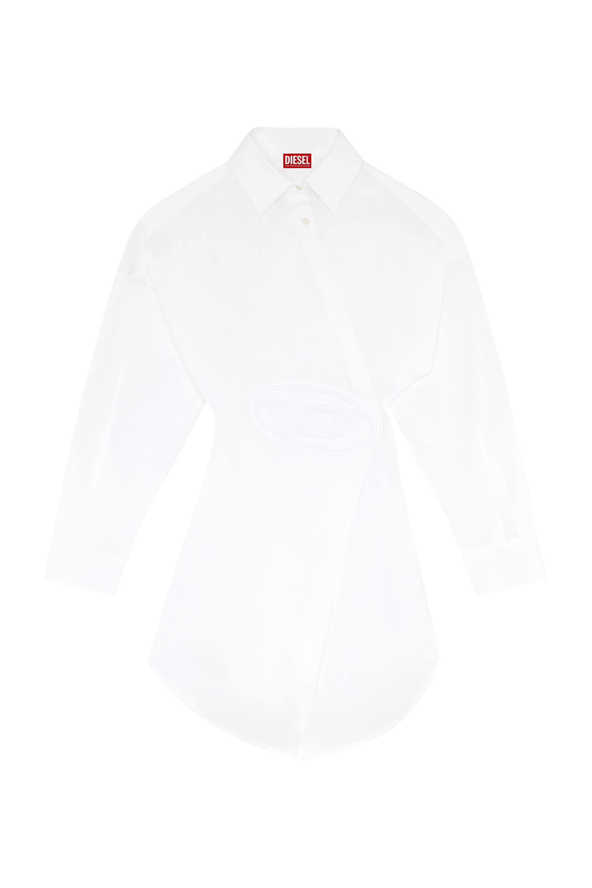 Diesel - D-SIZEN-N1, Woman Short shirt dress in stretch poplin in White - Image 4