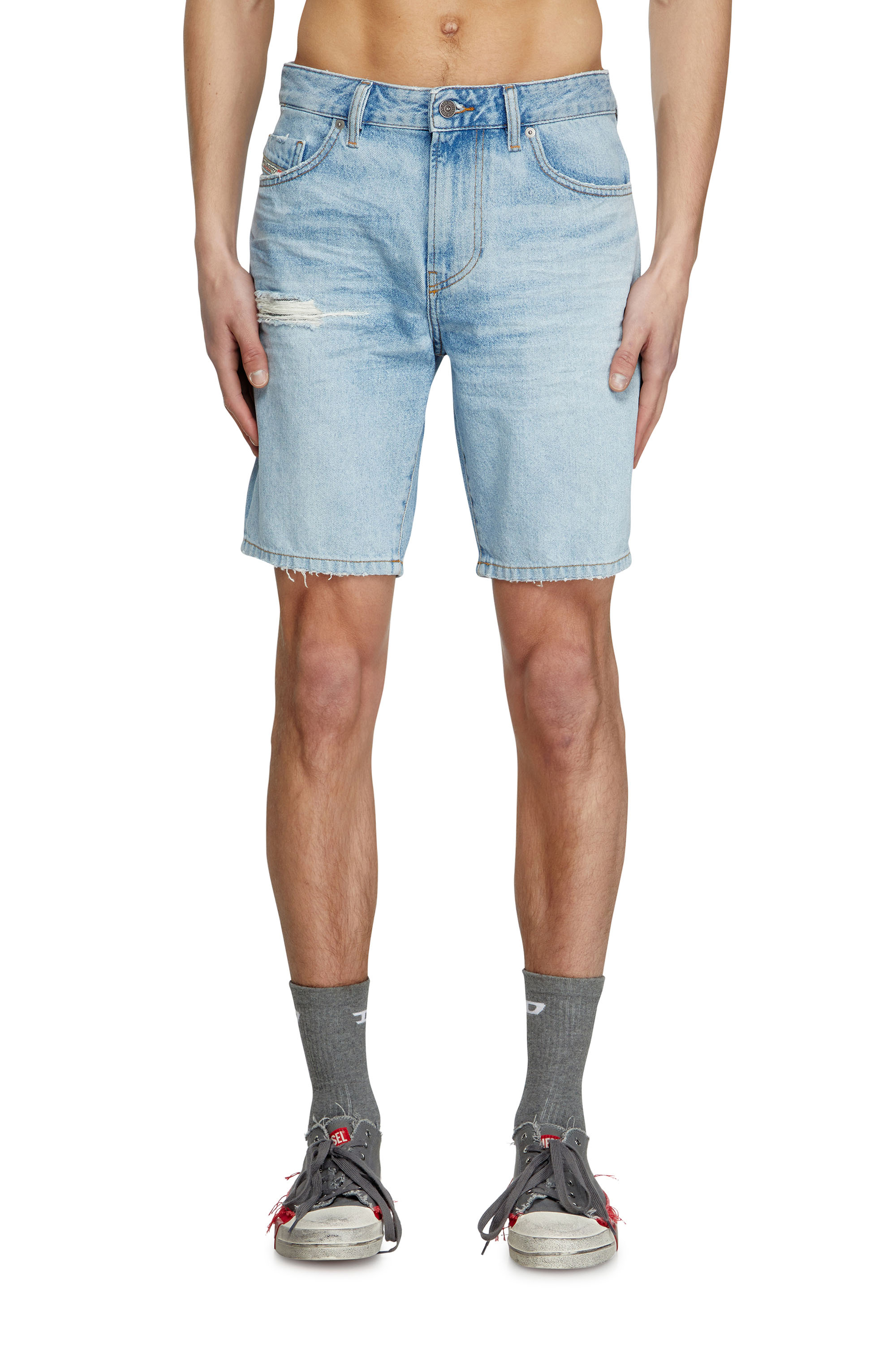 Diesel - D-FIN, Man's Slim denim shorts in Light Blue - 3