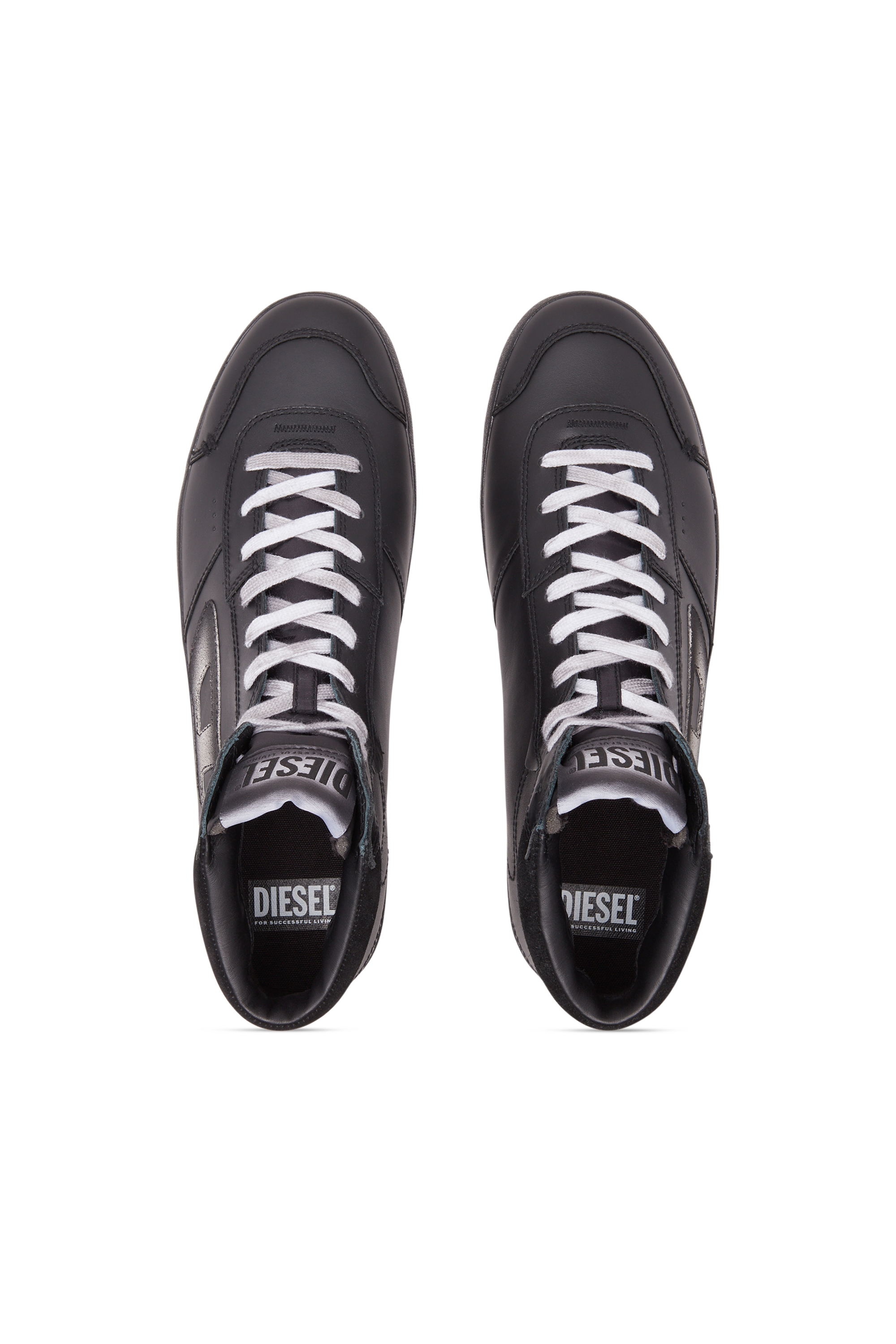 Diesel - S-LEROJI MID, Man S-Leroji Mid-Leather high-top sneakers with colour bleed in Black - Image 5