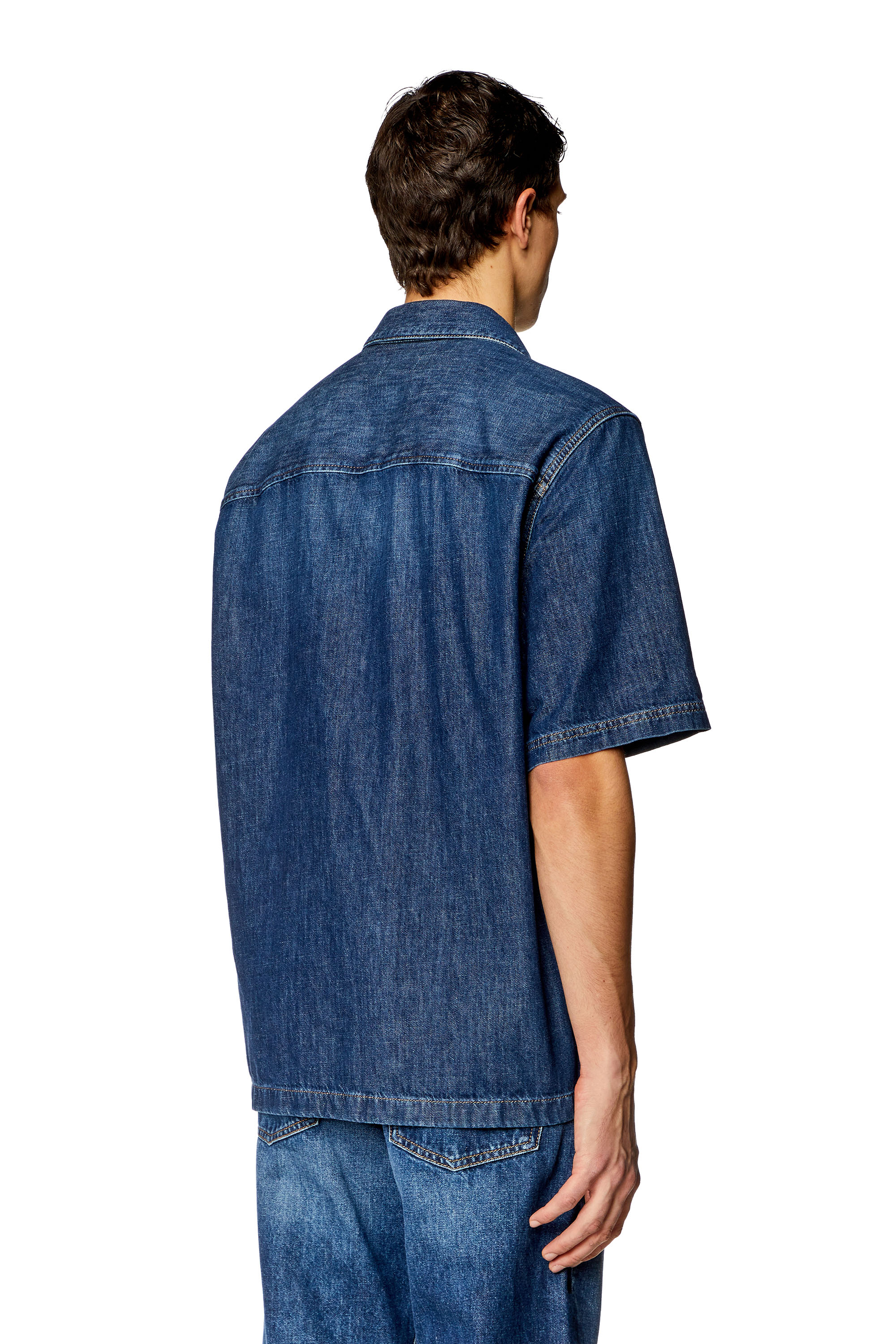 Diesel - D-PAROSHORT, Man Bowling shirt in denim in Blue - Image 4