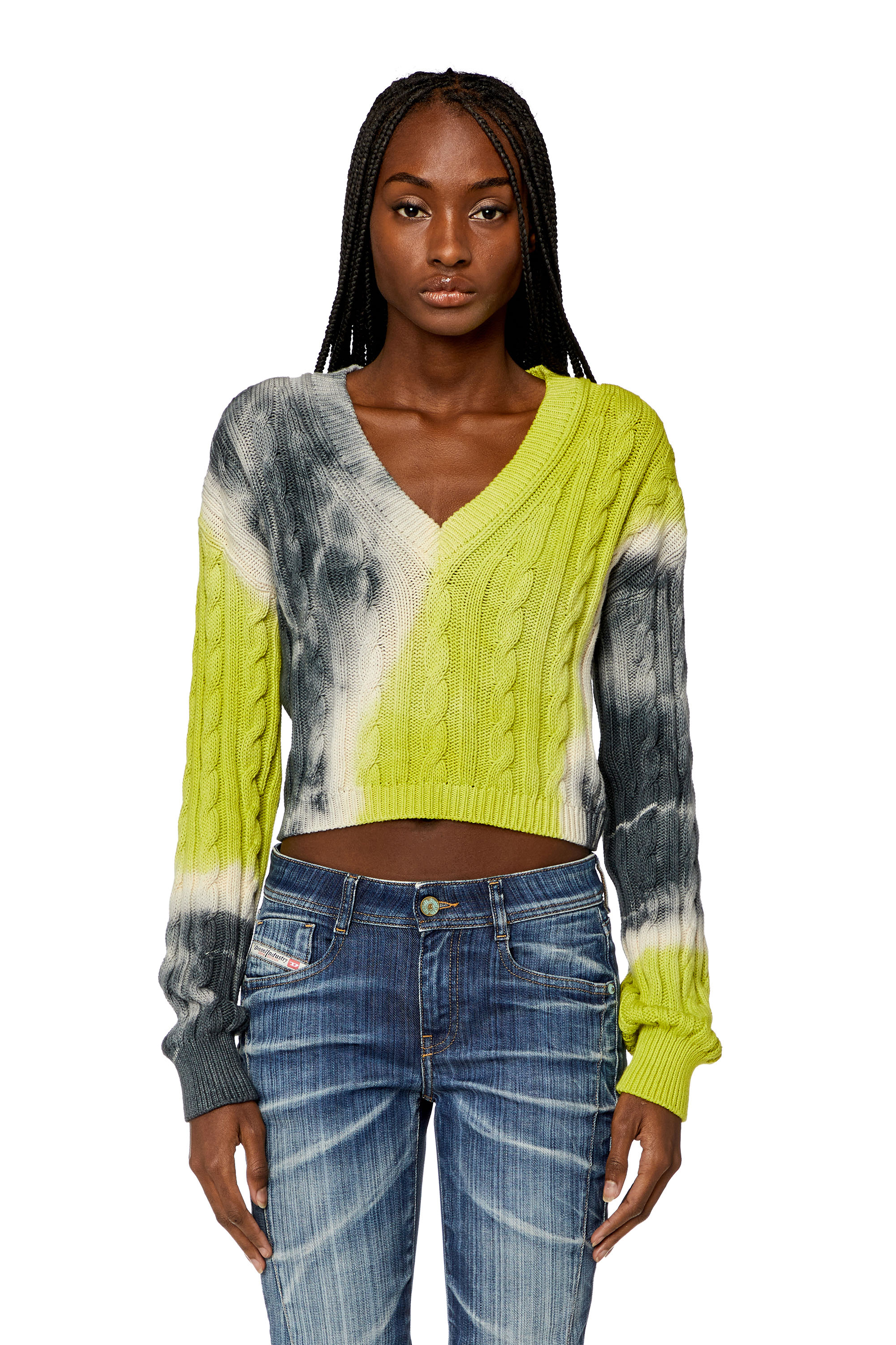 Diesel - M-JANEL, Woman Tie-dye jumper in cable-knit cotton in Multicolor - Image 6