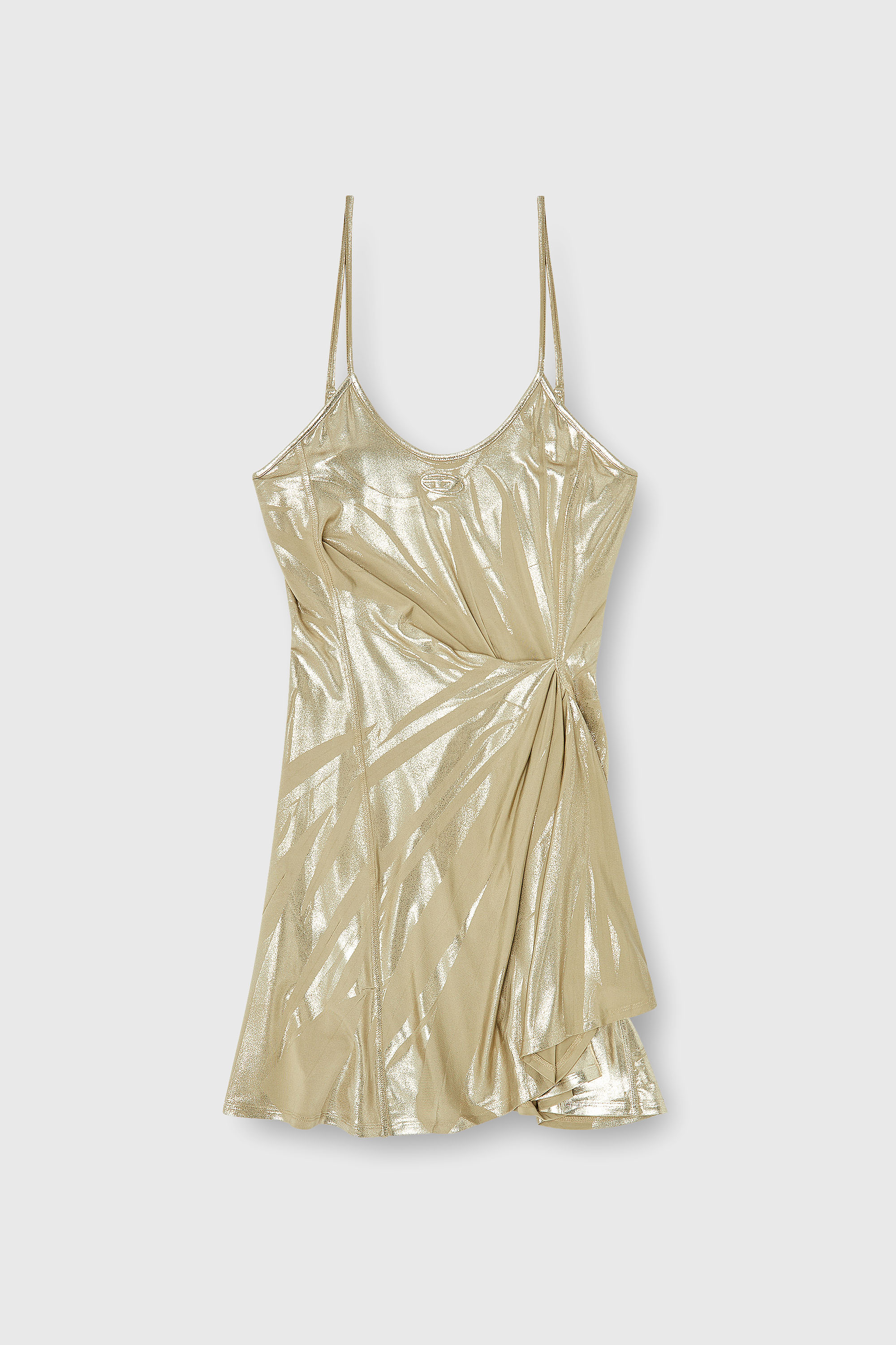 Diesel - D-INVY, Woman's Stretch jersey mini dress with metallic finish in Gold - 1